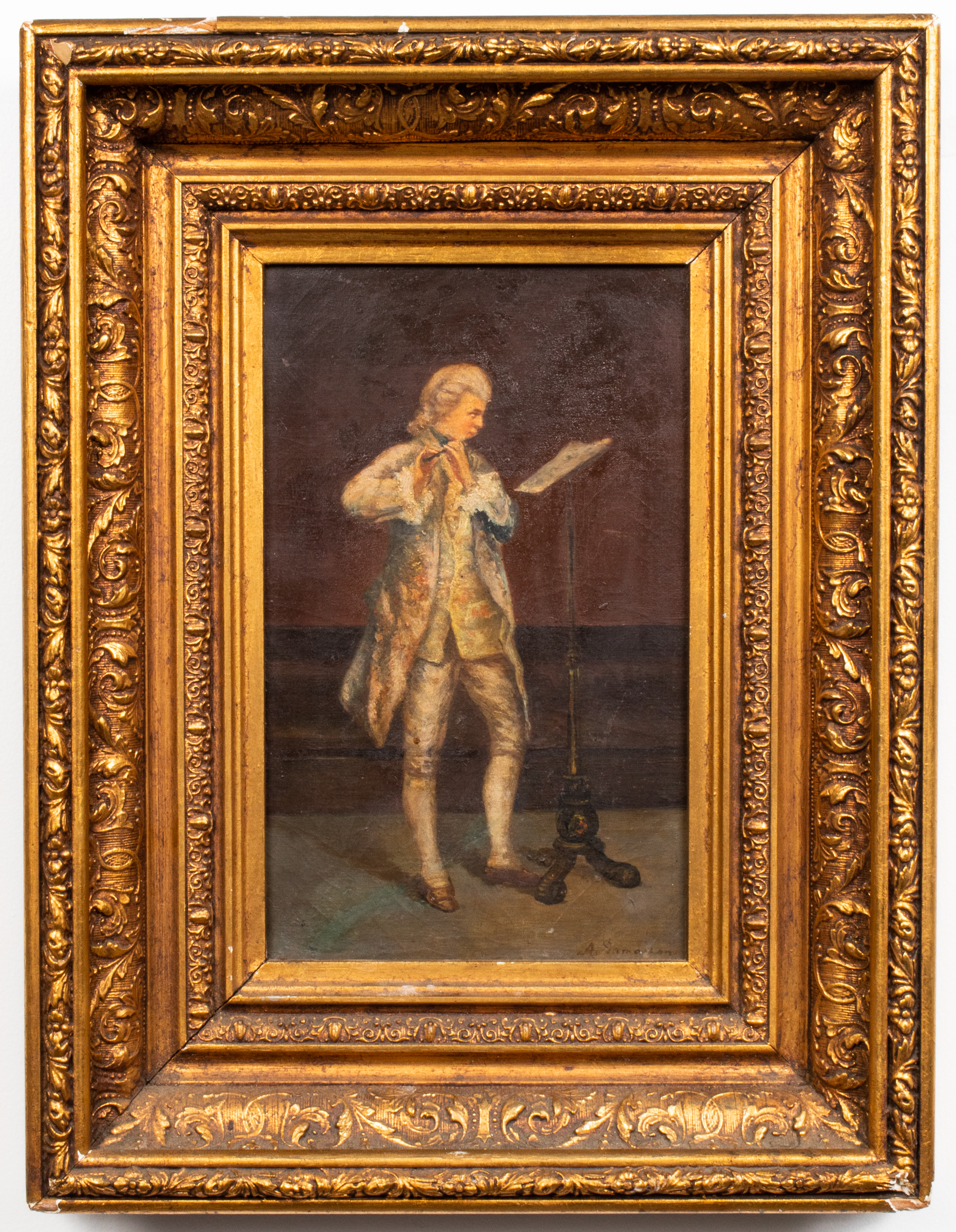 ILLEGIBLY SIGNED FLAUTIST OIL 3c4fa9