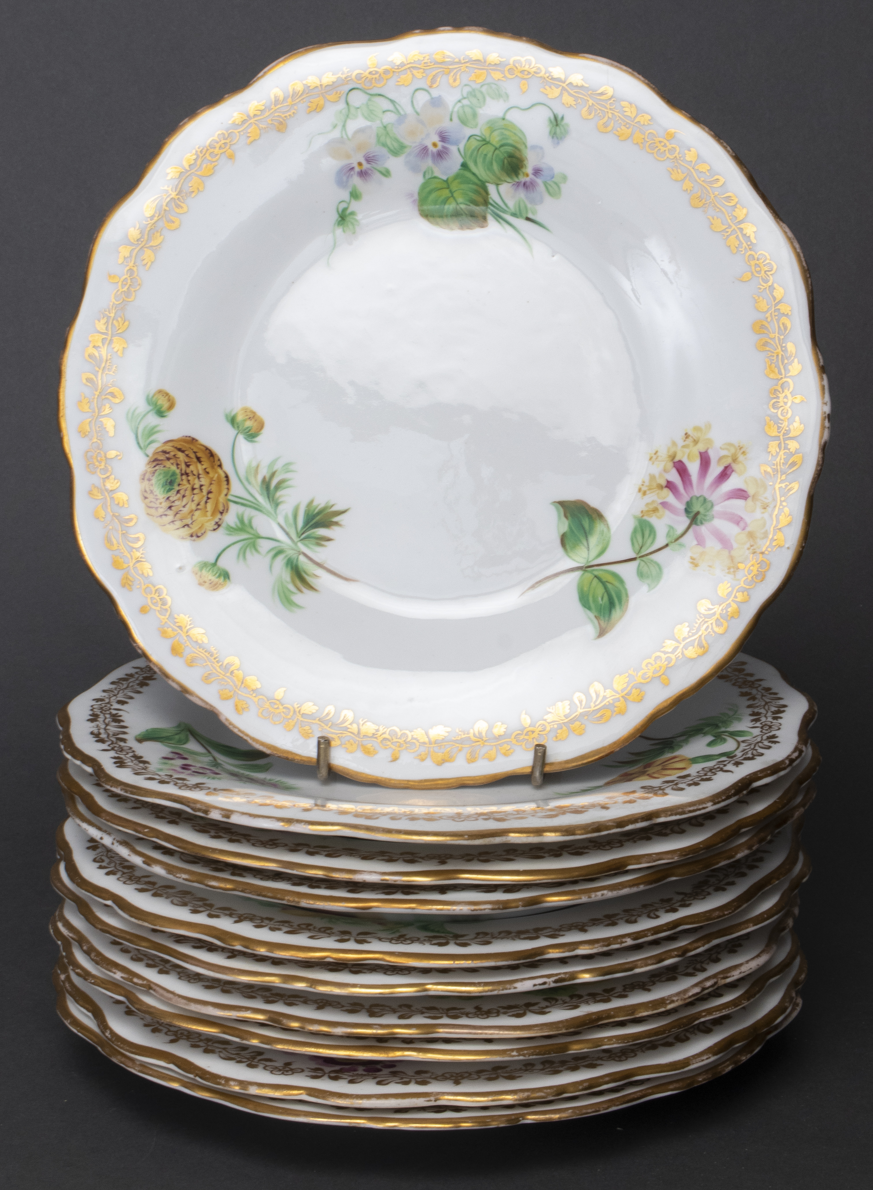 VINTAGE FLORAL GILT PORCELAIN SALAD 3c4fdf