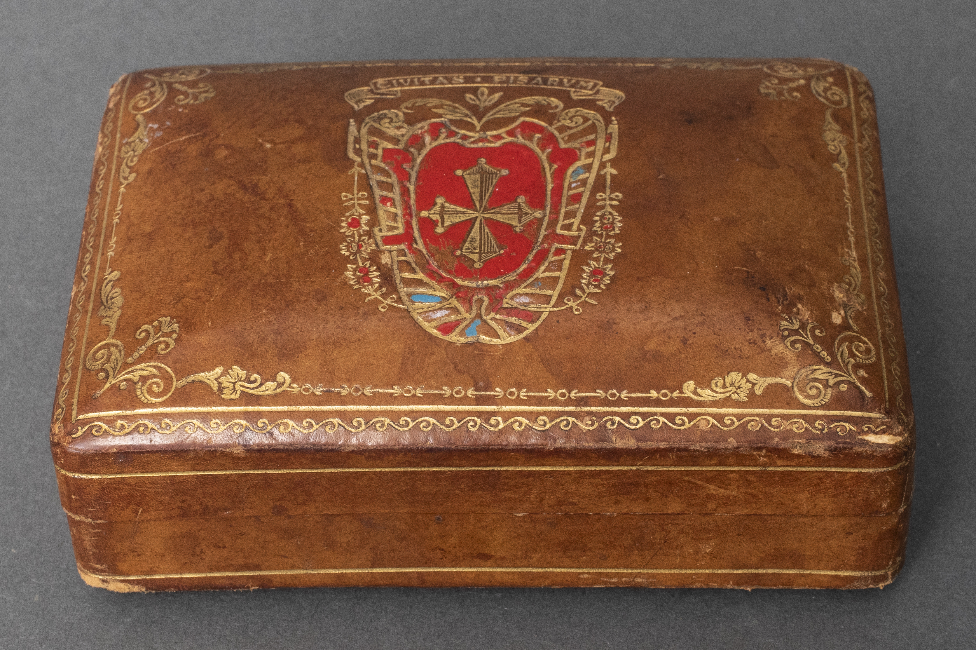 ITALIAN GILT-TOOLED LEATHER BOX