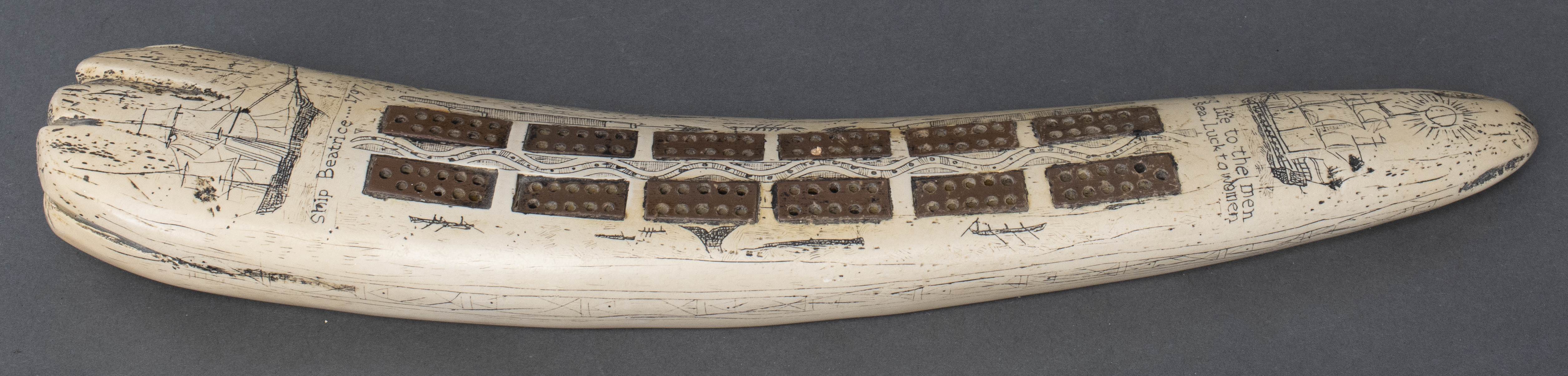 NAUTICAL MARITIME CARVED CRIBBAGE