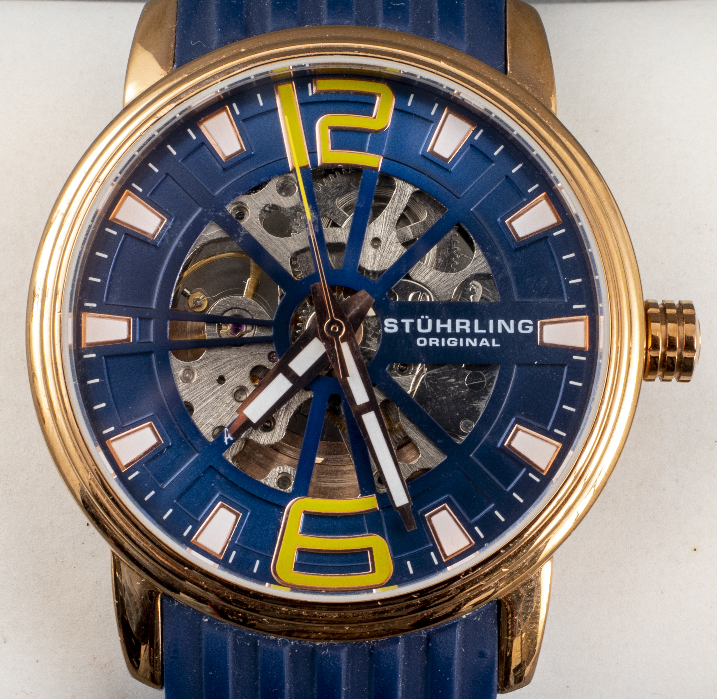 STUHRLING BLUE & STAINLESS STEEL