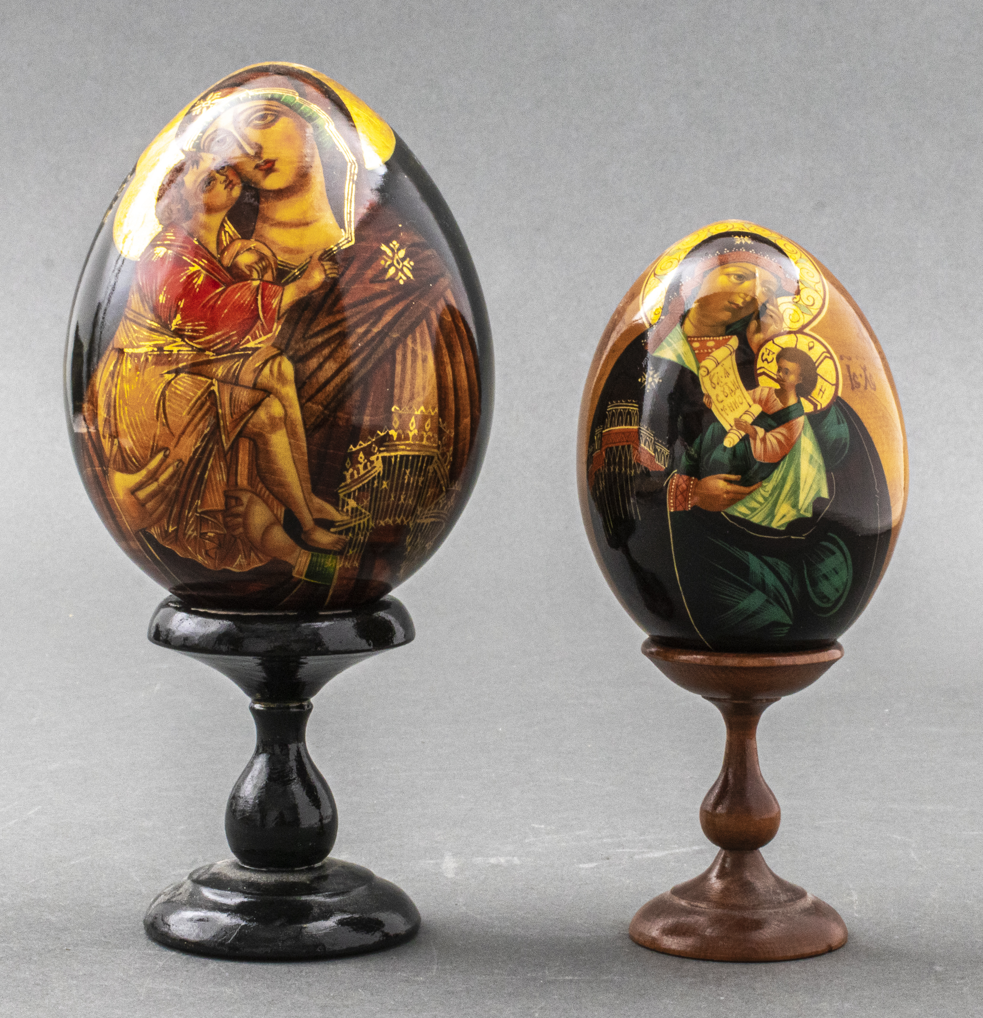 VINTAGE RUSSIAN LACQUERED WOOD EGGS,