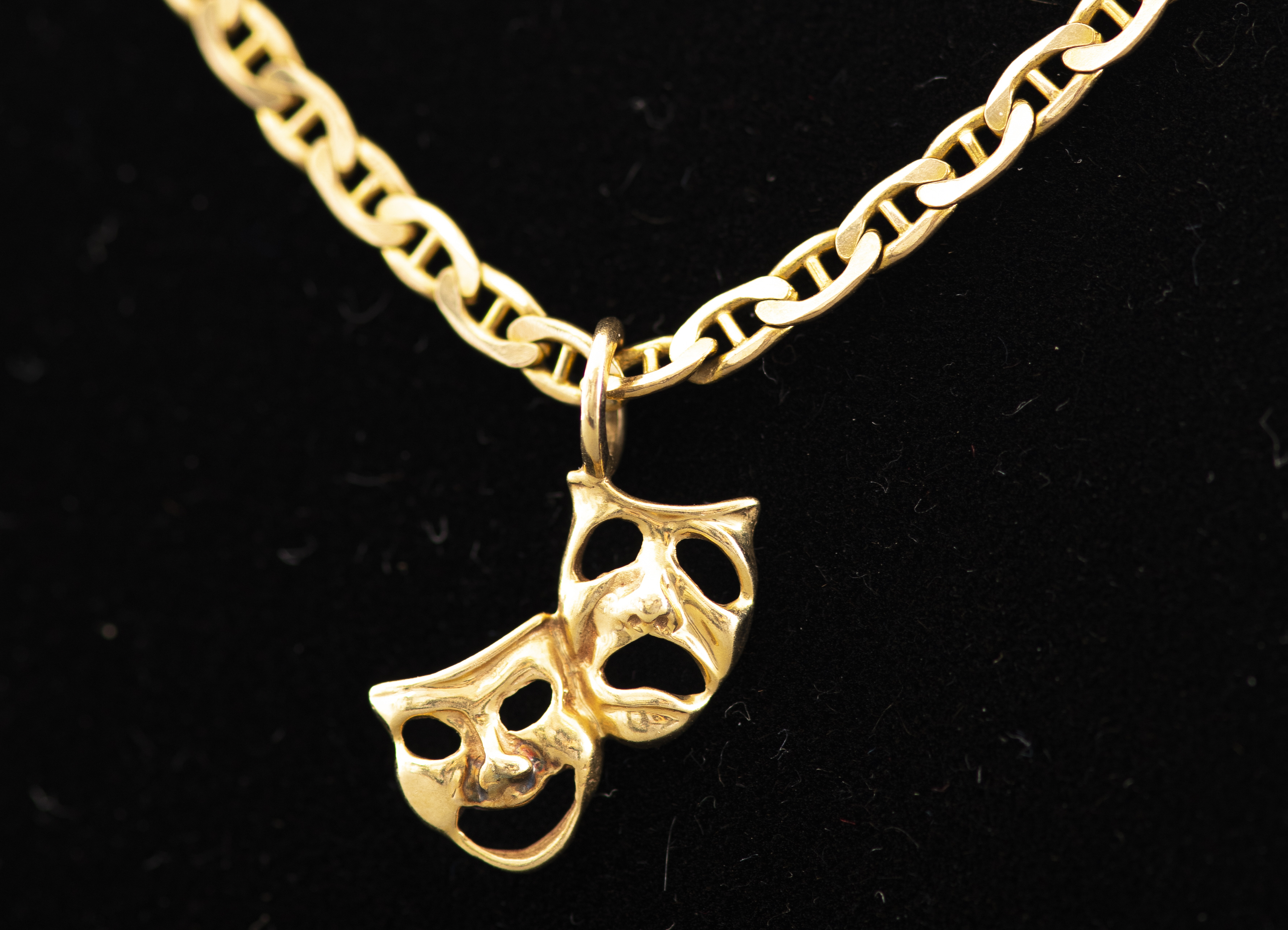 14K YELLOW GOLD THEATER MASKS PENDANT 3c516c