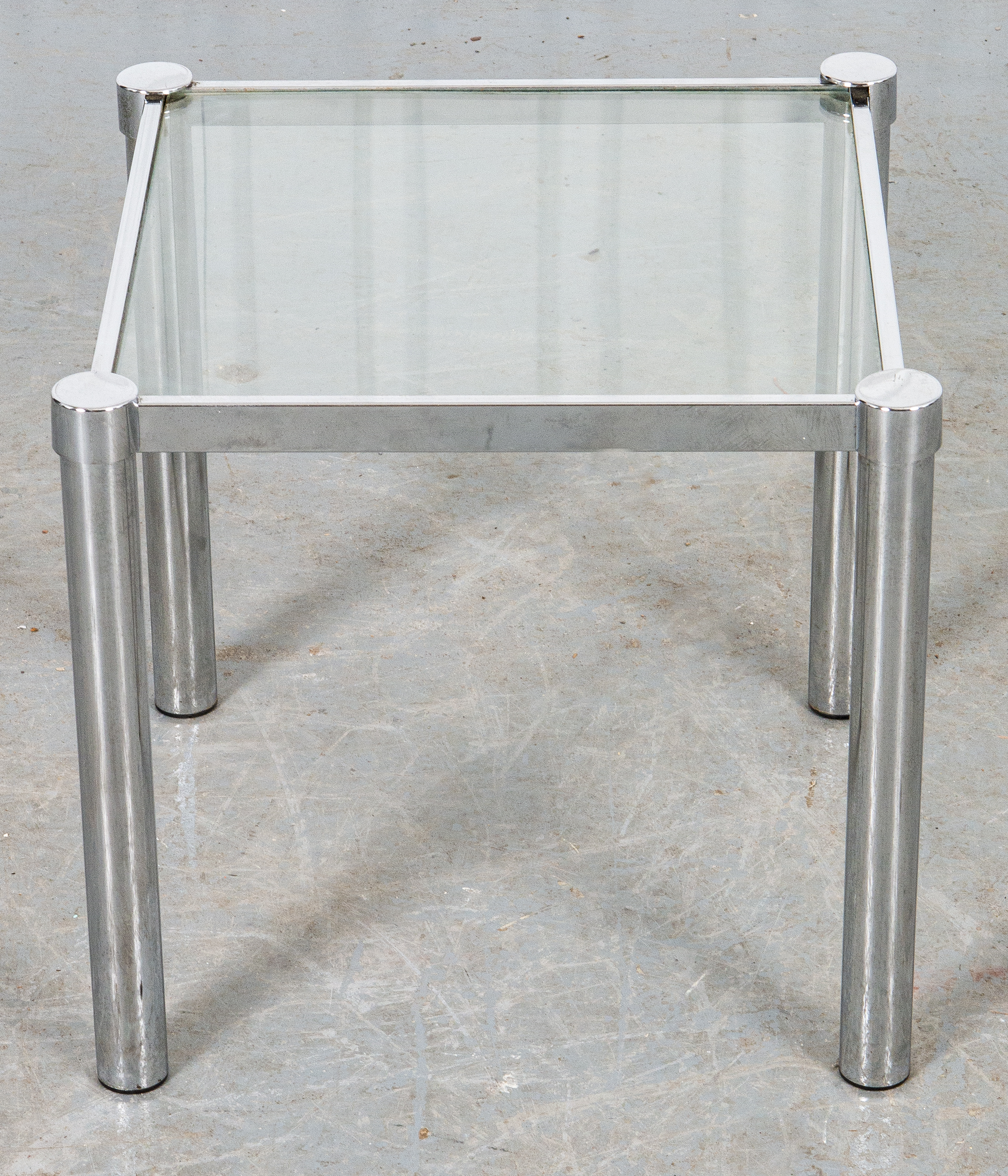 MODERN CHROME AND GLASS SIDE TABLE