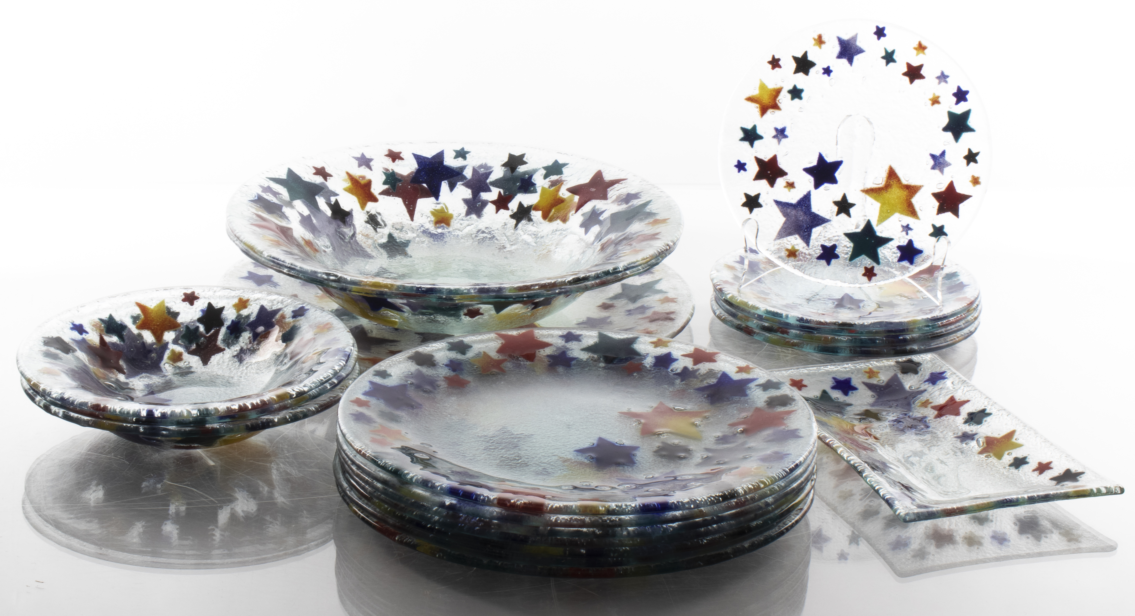 MURANO GLASS STAR MOTIF PLATES  3c5189