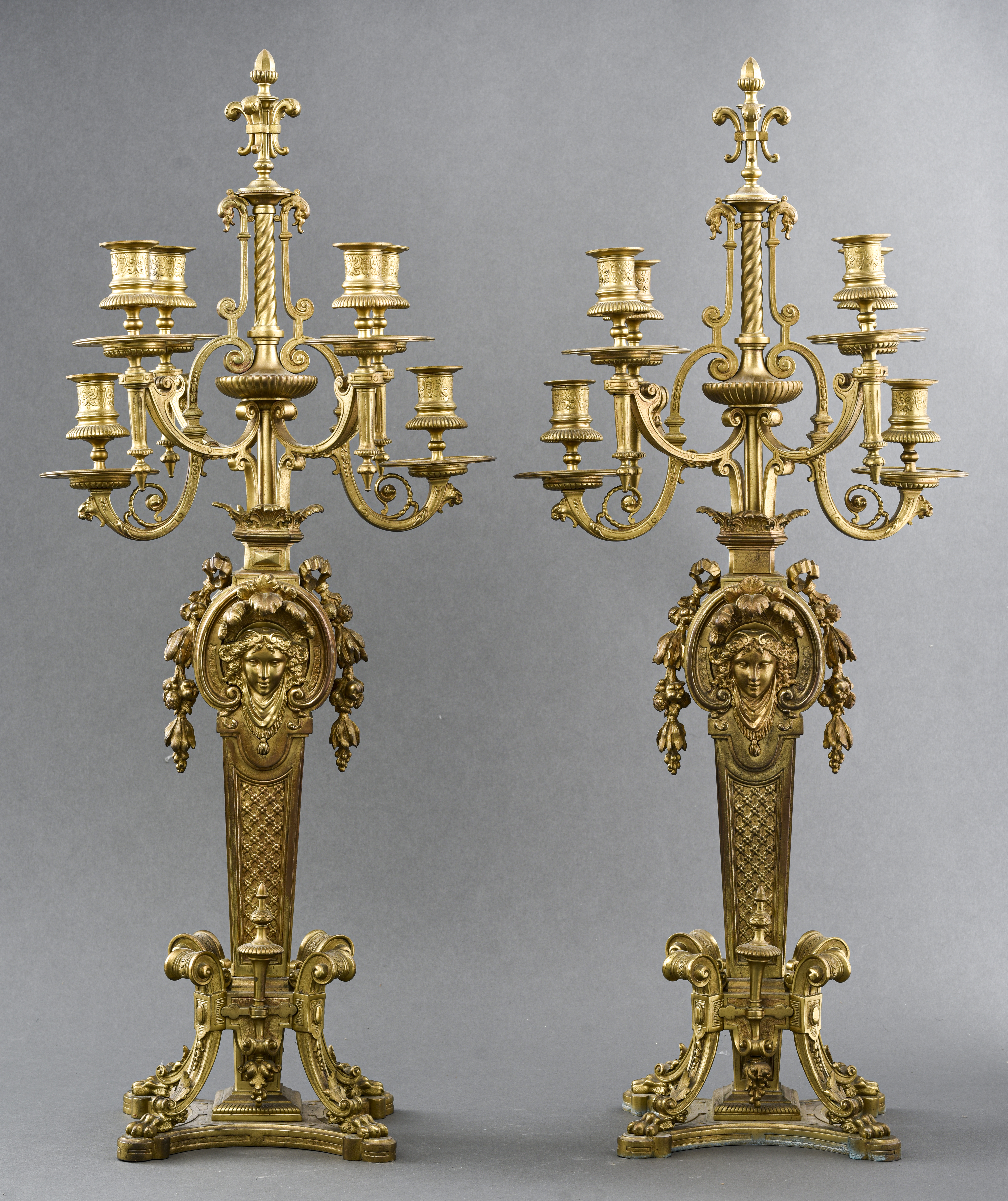 ITALIAN RENAISSANCE REVIVAL BRONZE CANDELABRA,