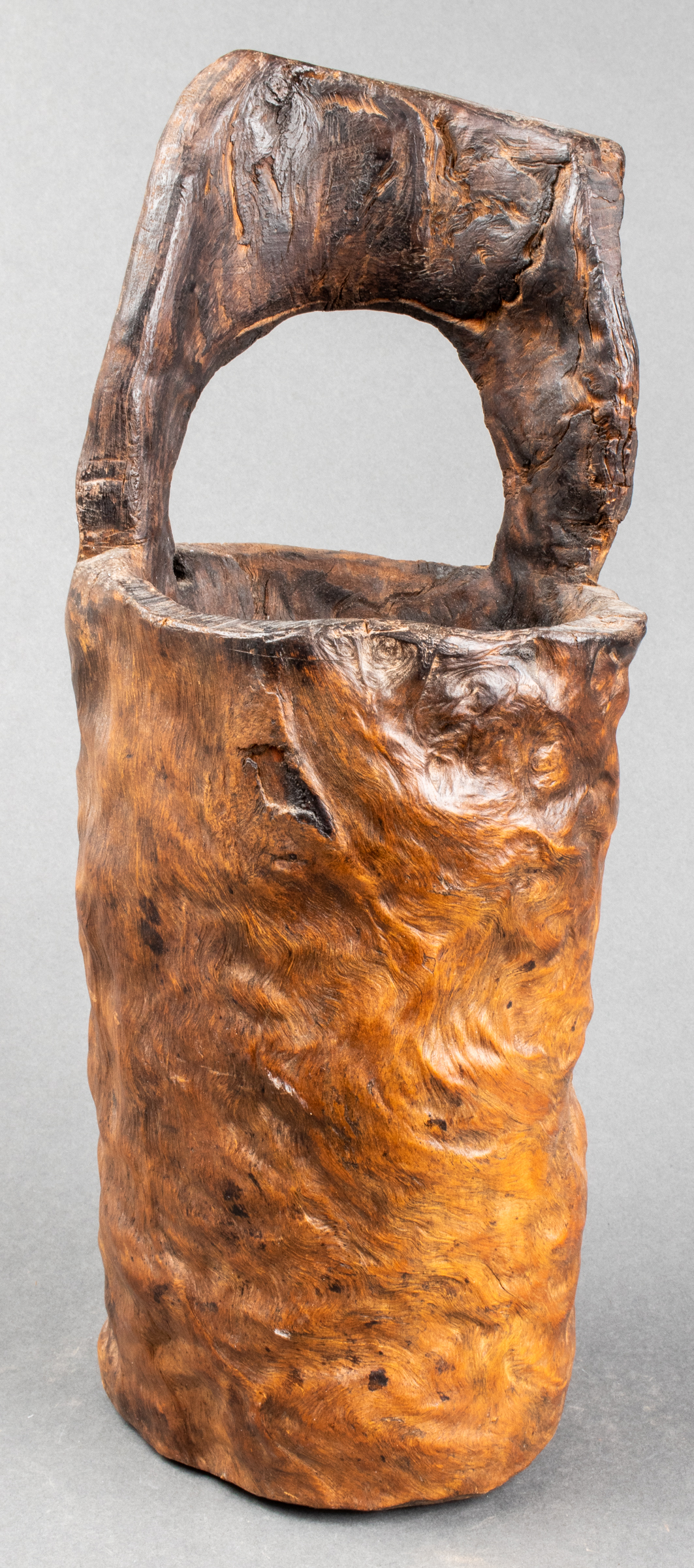 PRIMITIVE CARVED BURLWOOD BUCKET