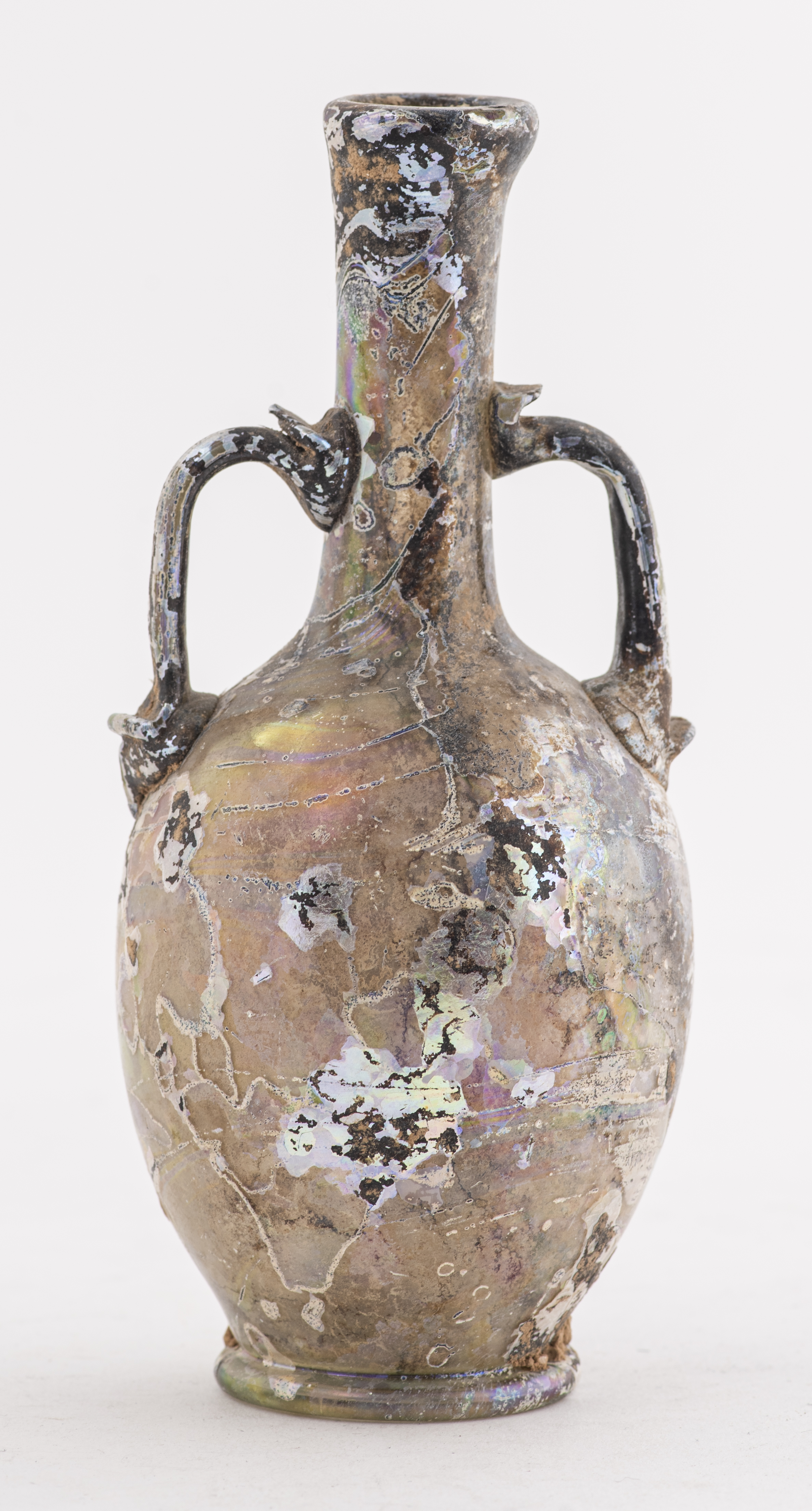 ANCIENT ROMAN GLASS VASE WITH 2 3c52dd