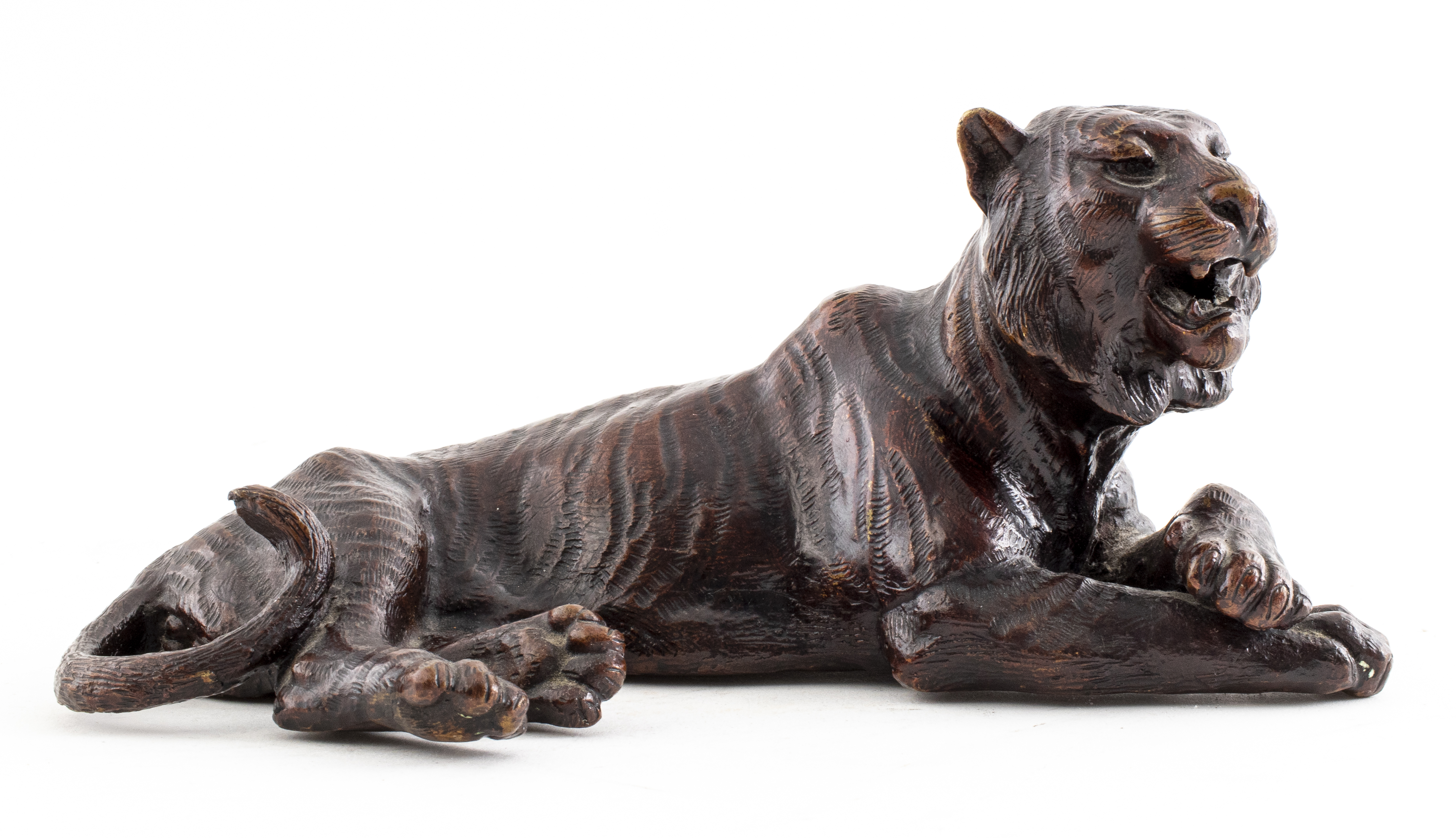 ANIMALIER BRONZE RECUMBENT TIGER