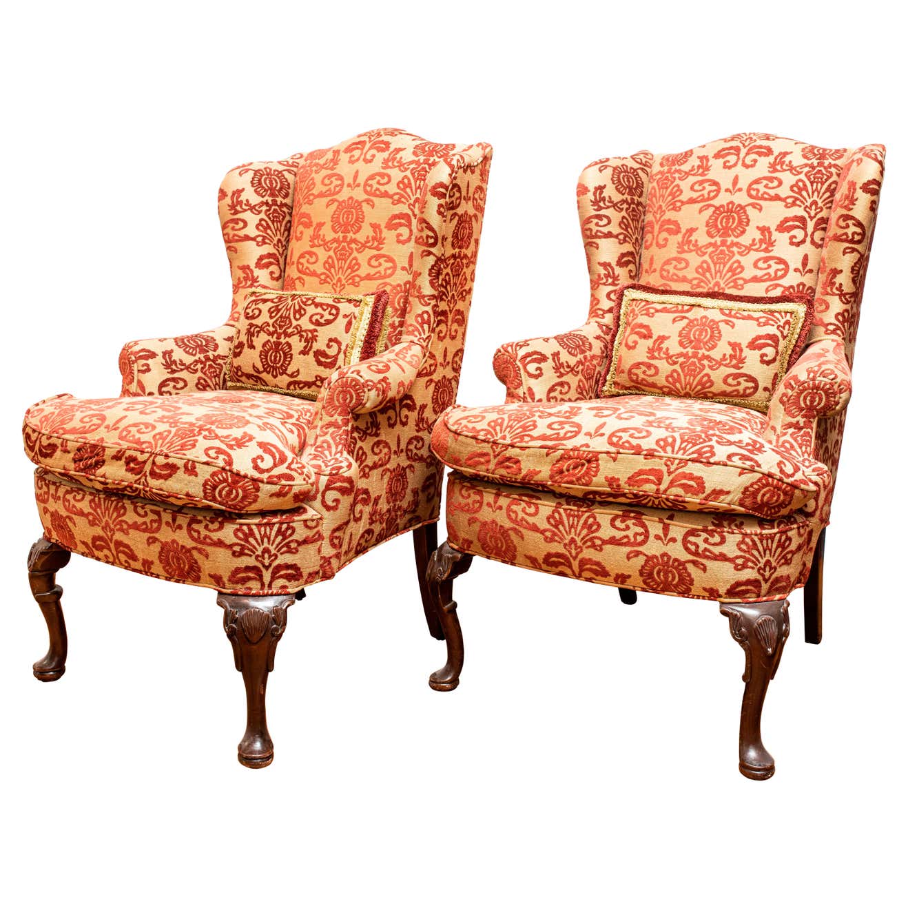 ENGLISH UPHOLSTERED WING BACK ARMCHAIRS  3c537f