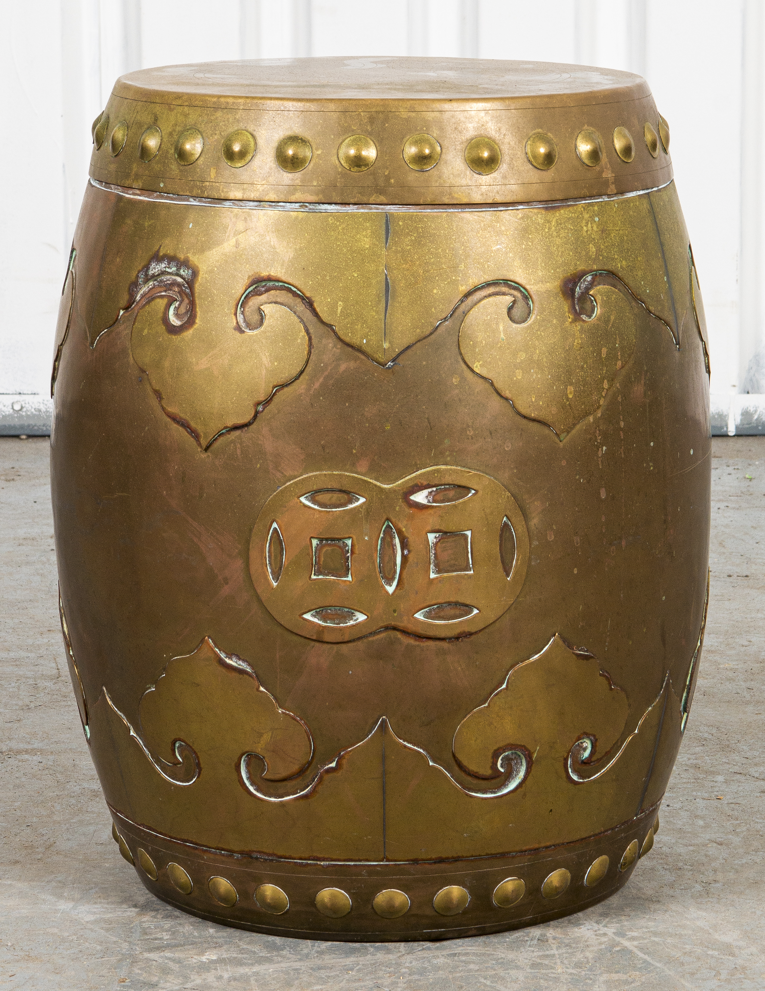 CHINESE GILT METAL GARDEN STOOL 3c53b1