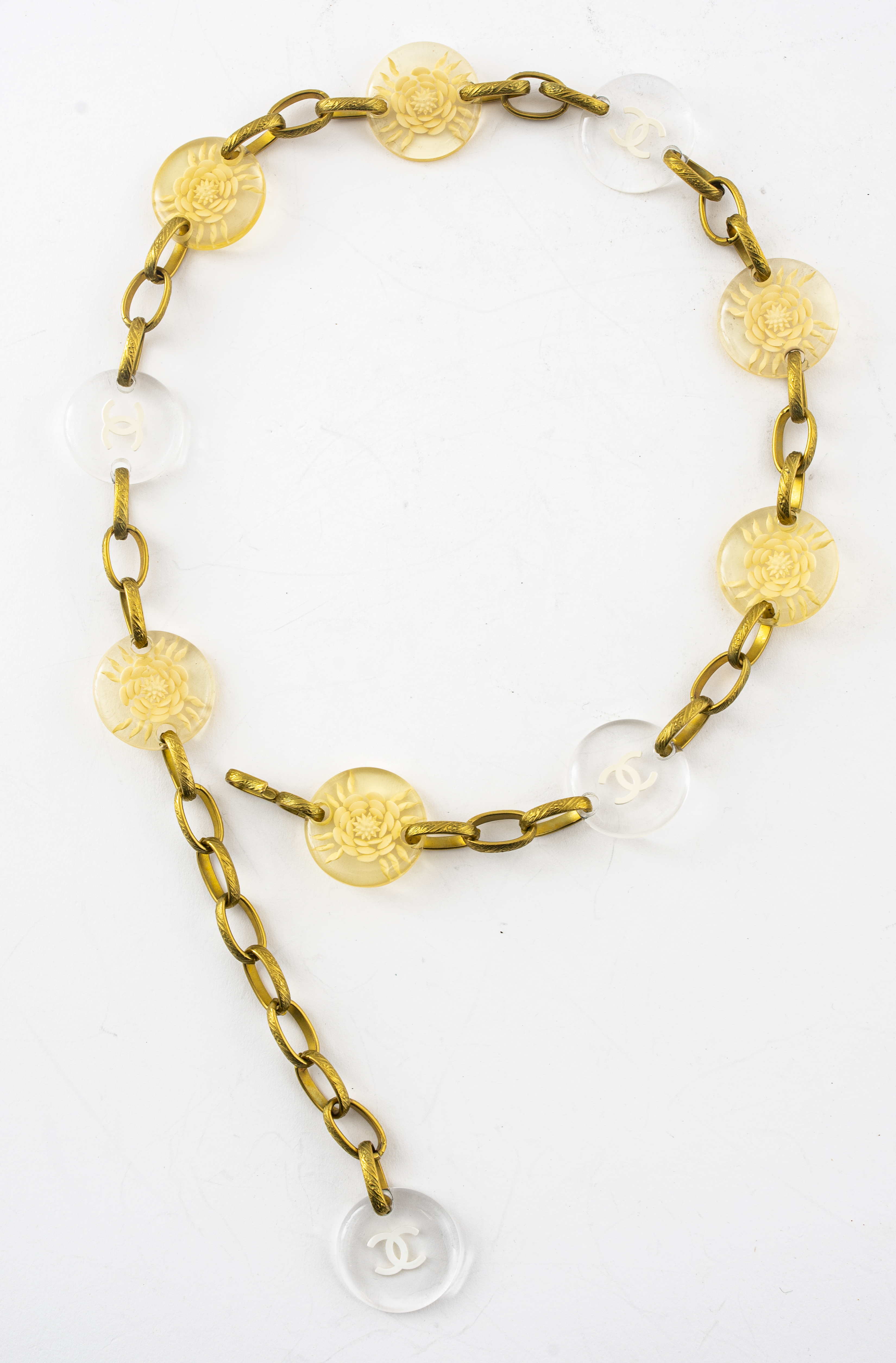 CHANEL GOLD-TONE AND LUCITE MEDALLION