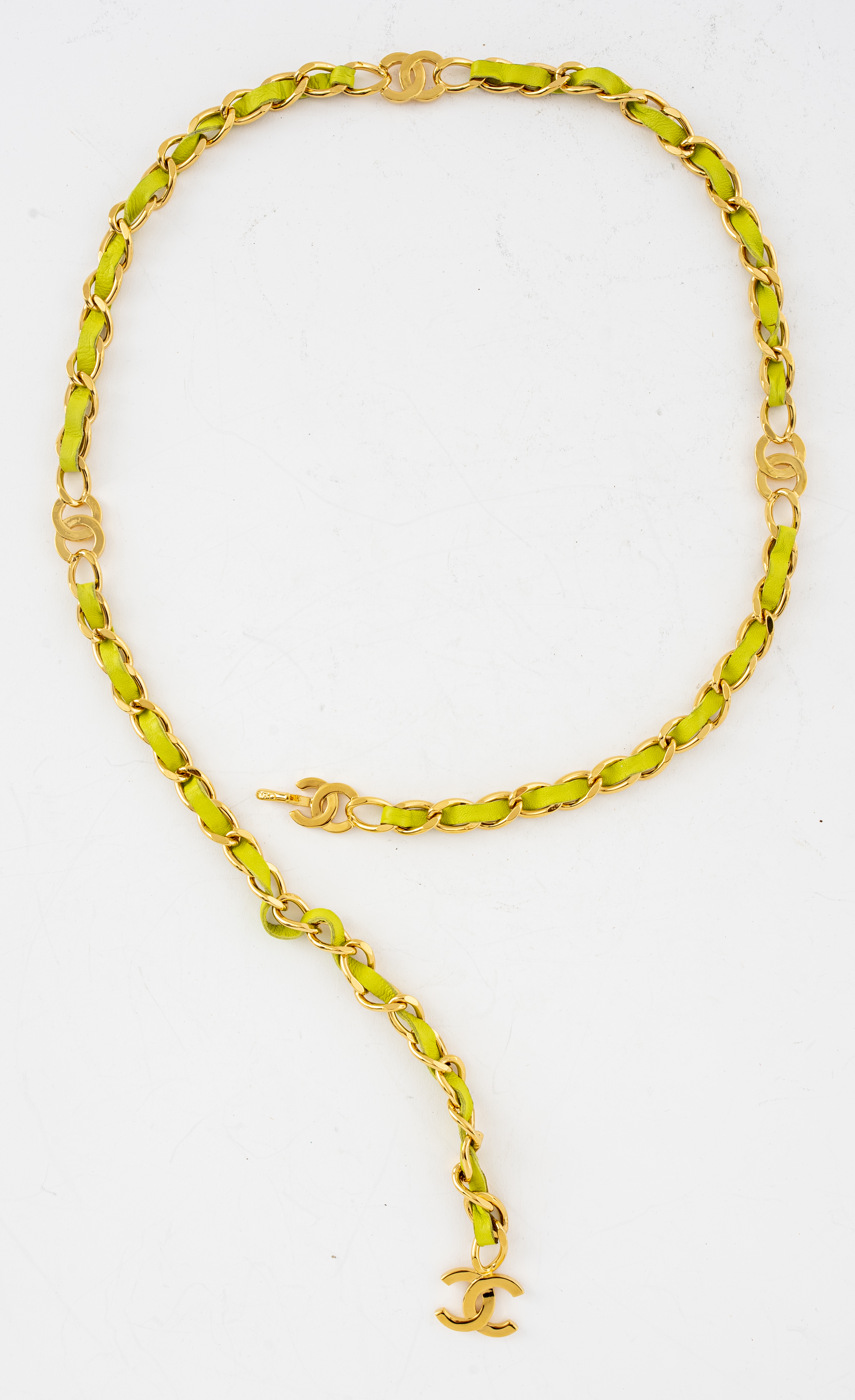 CHANEL GOLD-TONE LINK AND CHARTREUSE