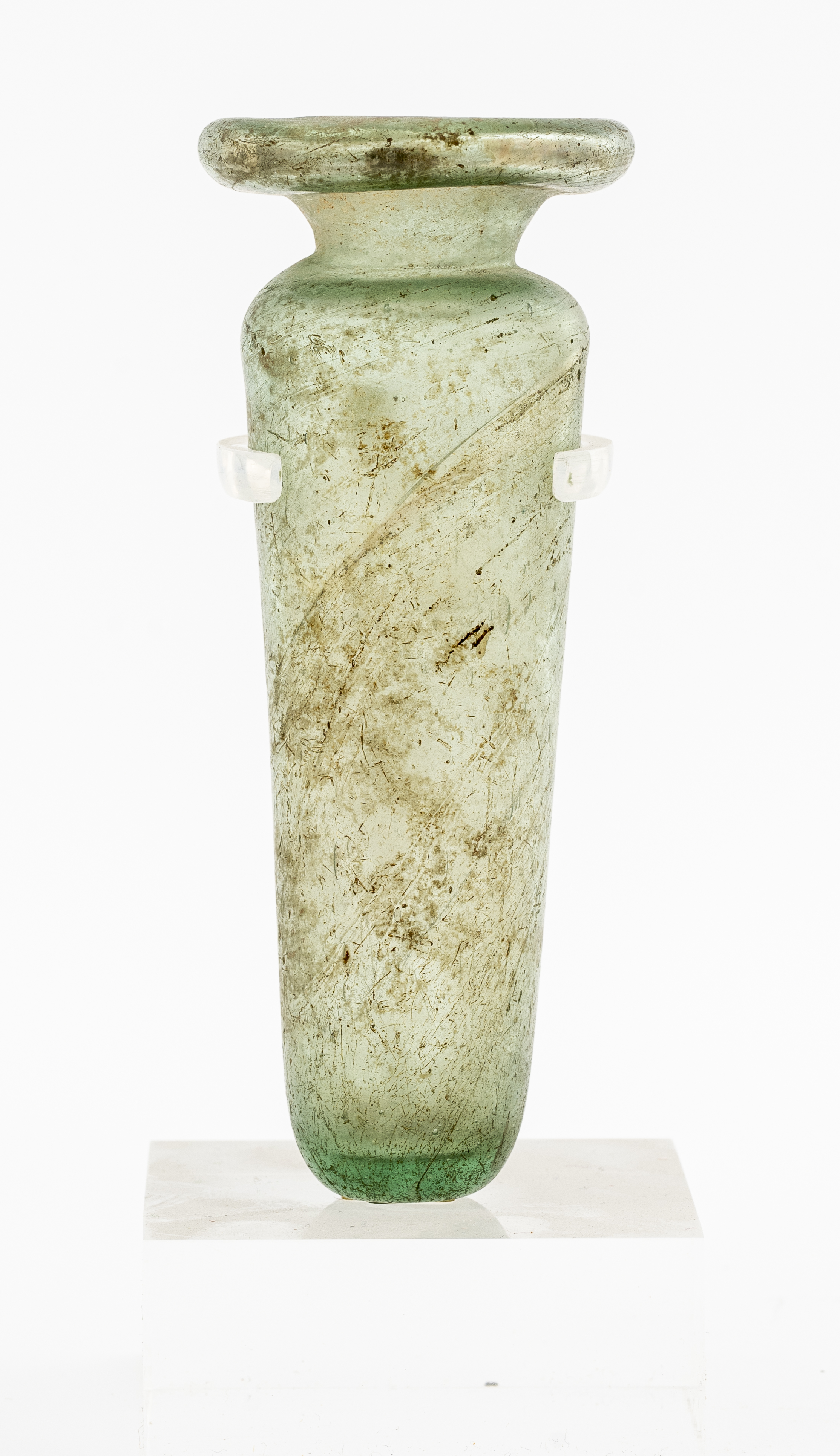 ANCIENT ROMAN GREEN GLASS UNGUENTARIUM 3c5473