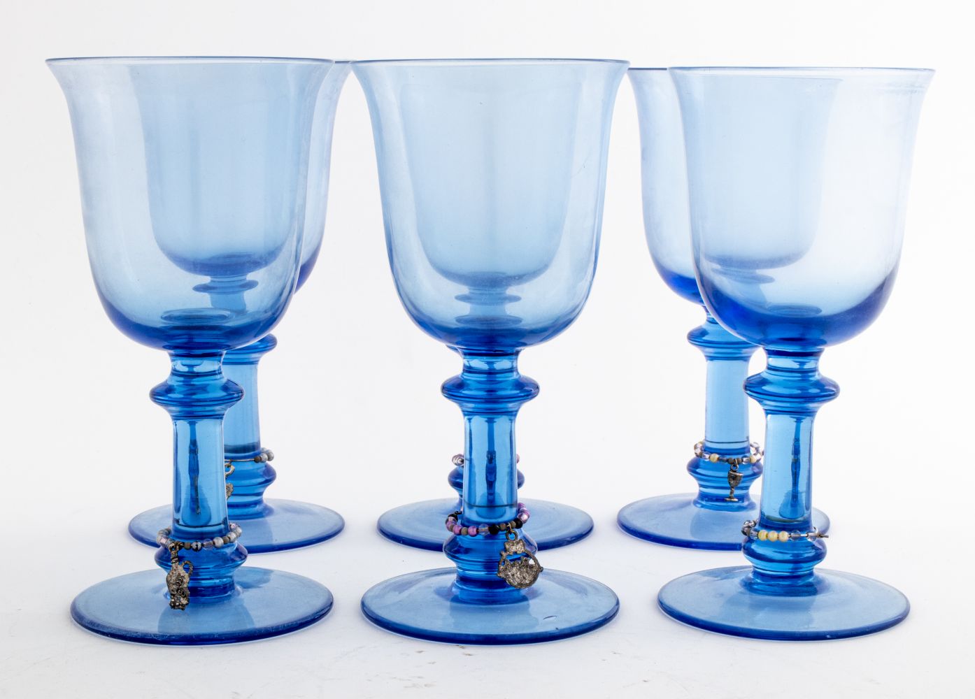 ART DECO BLUE GLASS STEMWARE SET 3c553e