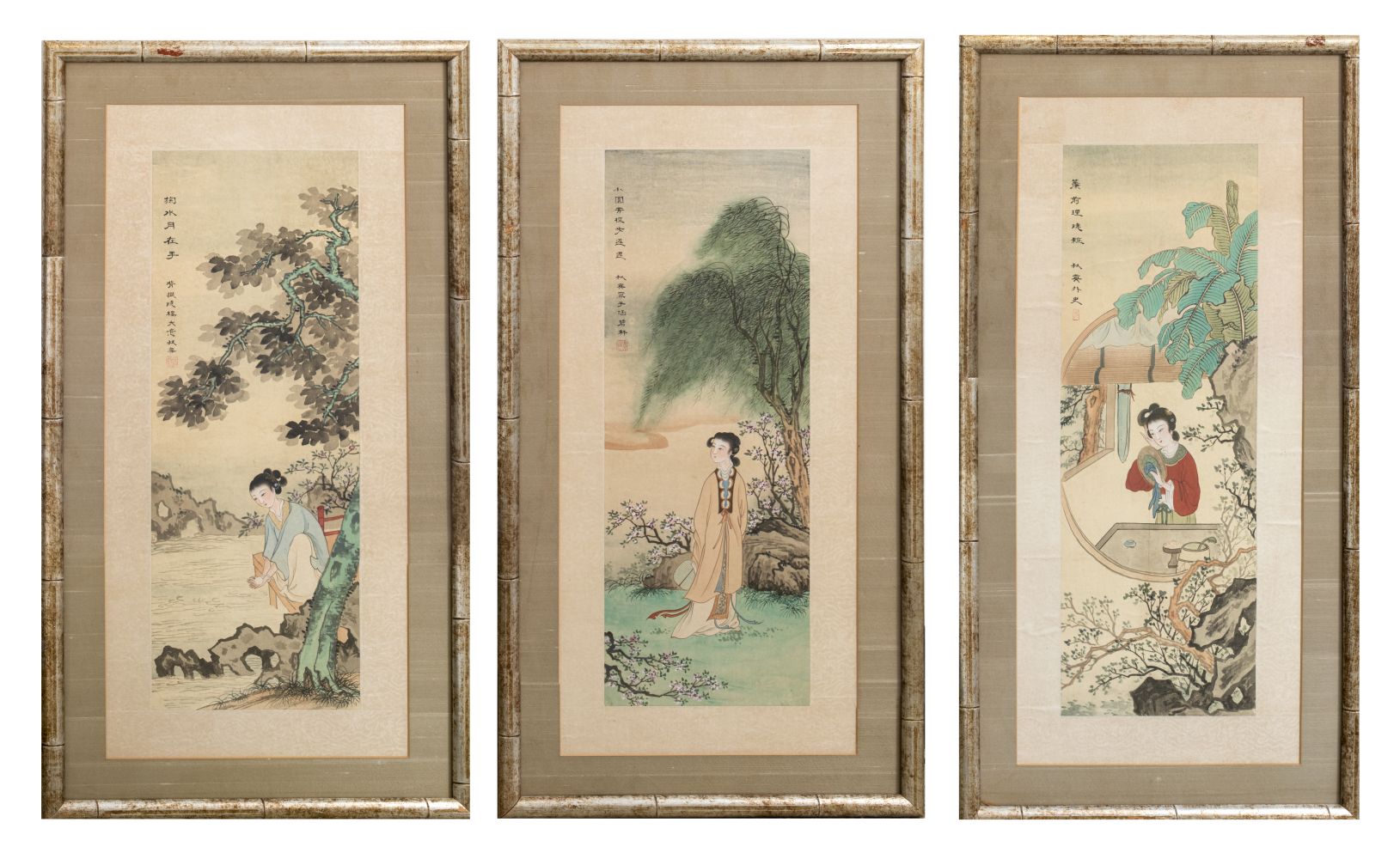 CHINESE SILK PAINTINGS, 3 3 Chinese