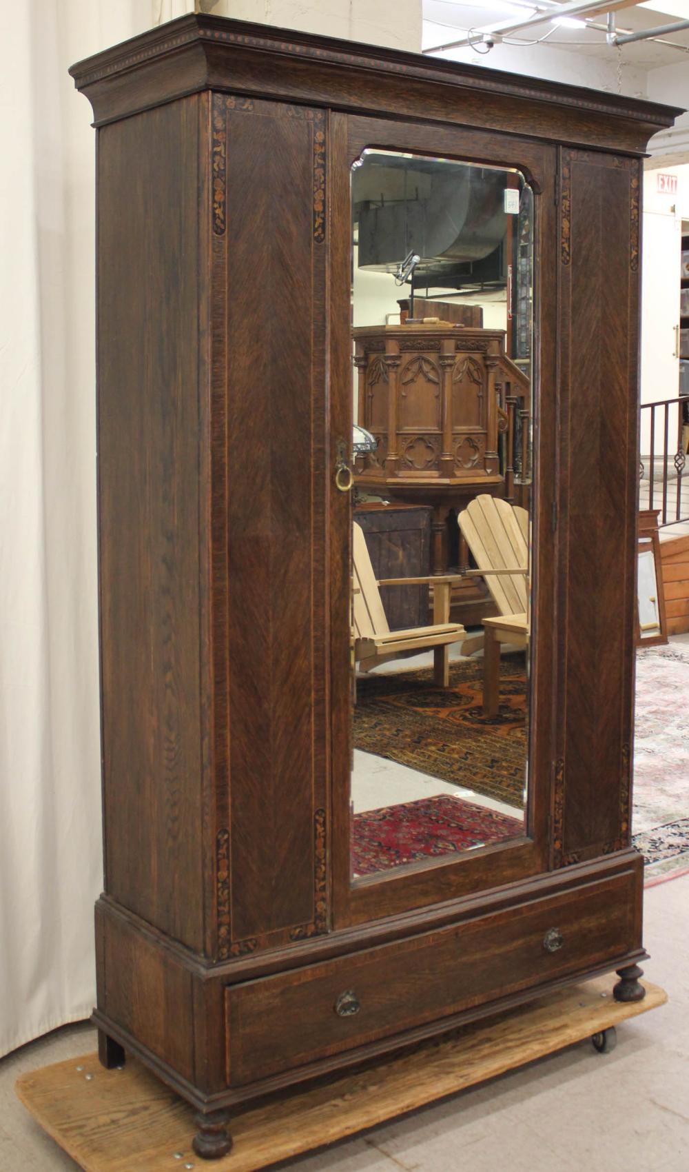 INLAID OAK SINGLE-DOOR WARDROBEINLAID