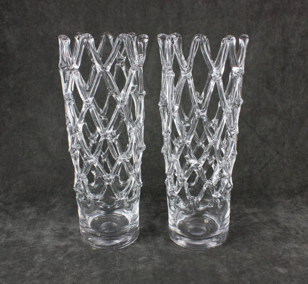 PAIR OF CLEAR MURANO GLASS LATTICE 3c7cea