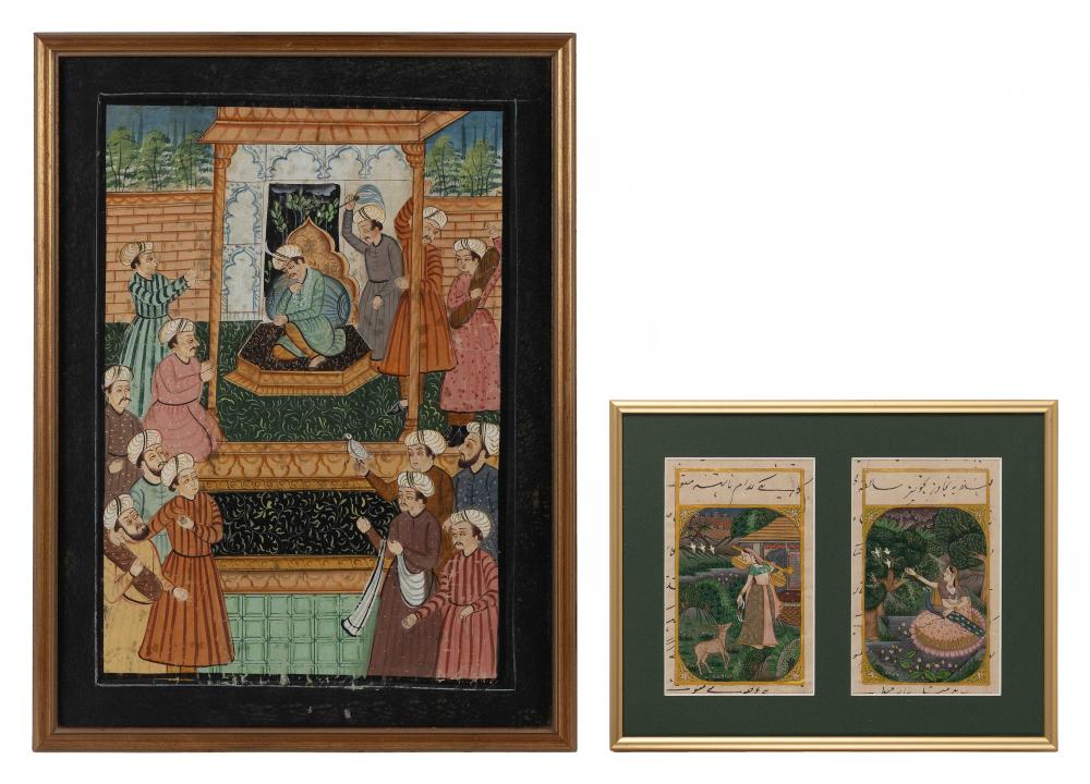 THREE PERSIAN MUGHAL PAINTINGS