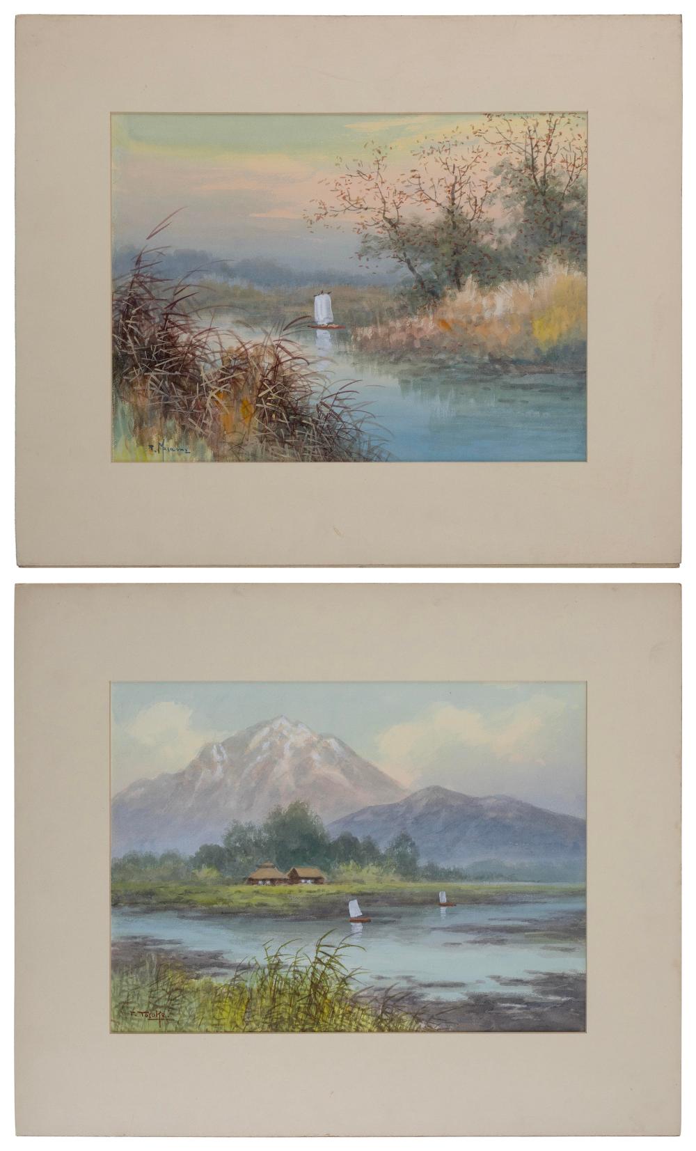 TWO WESTERN-STYLE JAPANESE WATERCOLORS