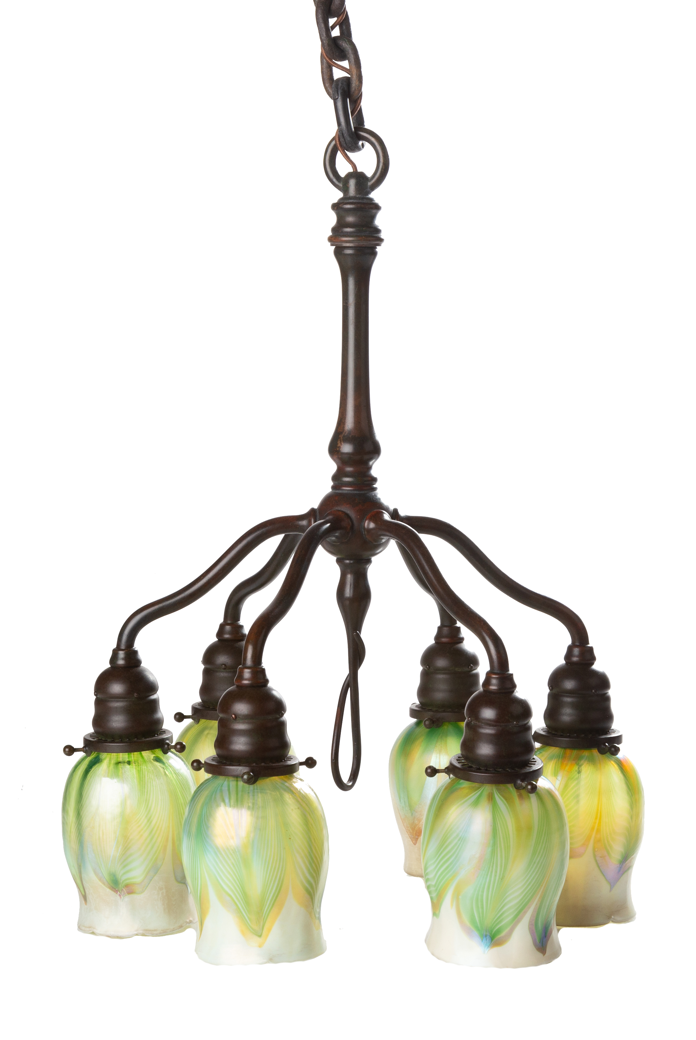 TIFFANY STUDIOS SIX LIGHT CHANDELIER 3c7e58