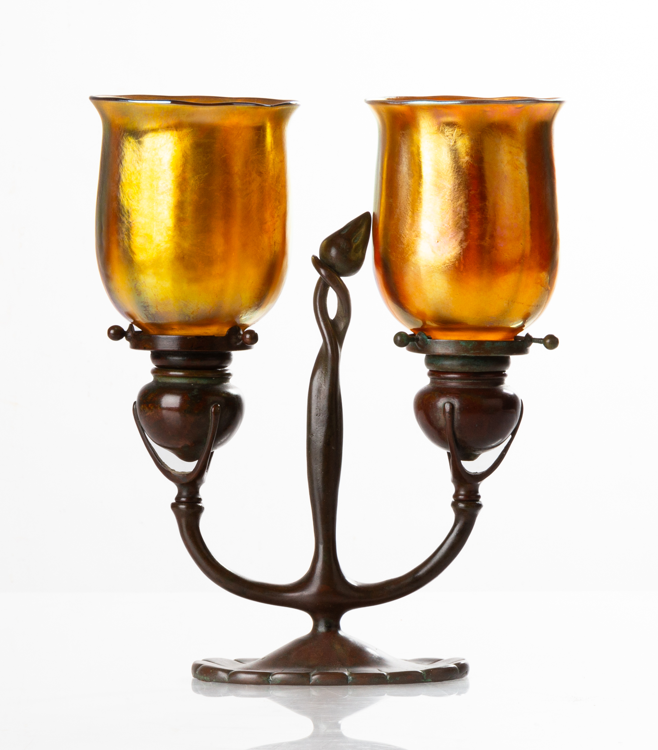 TIFFANY STUDIOS DOUBLE CANDLESTICK