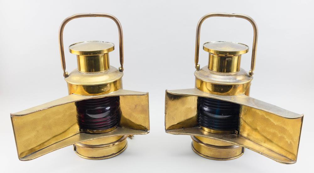 TWO BRASS MARINE LANTERNS 19TH 3c7eb2