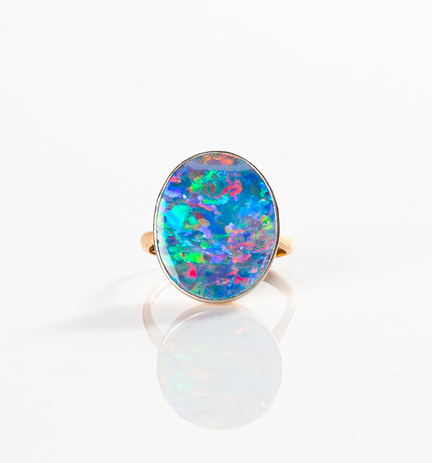 BLACK OPAL RING 14K gold plated 3c7f4a