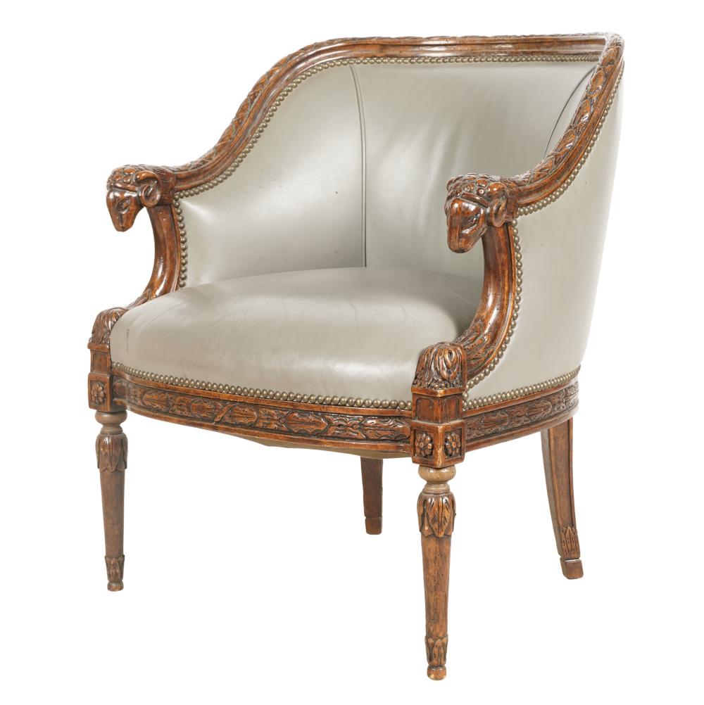 NEOCLASSICAL STYLE CARVED ARMCHAIRNeoclassical Style 3c8009