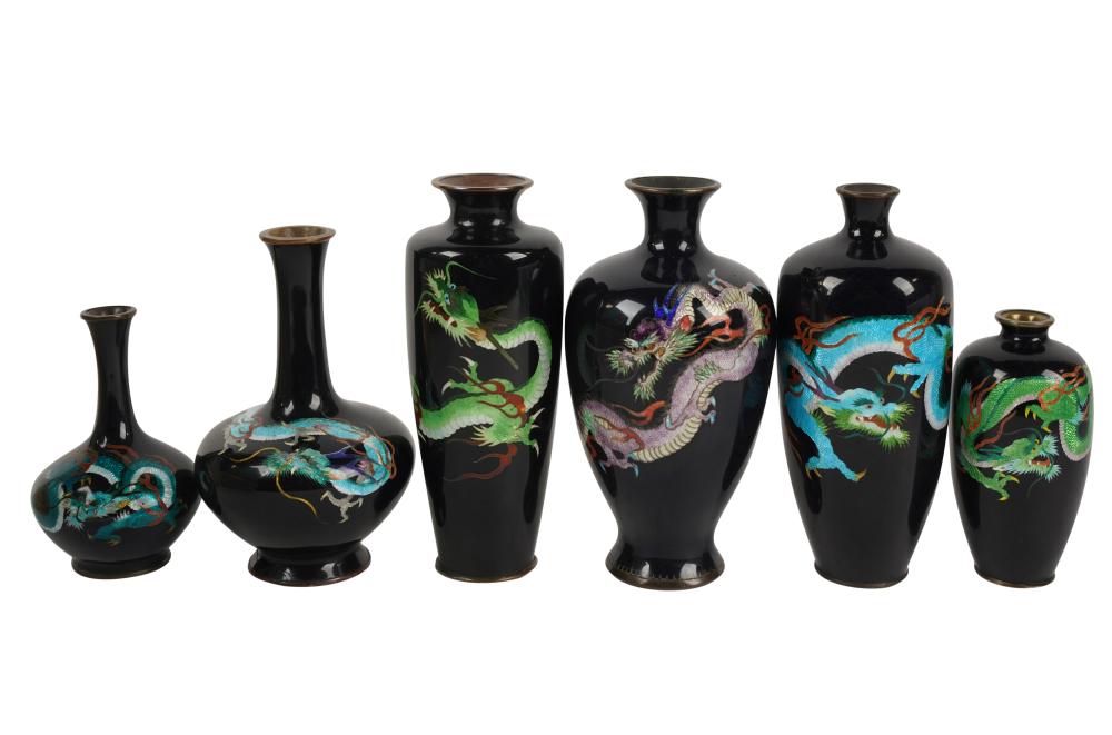 GROUP OF CLOISONNE VASESGroup of