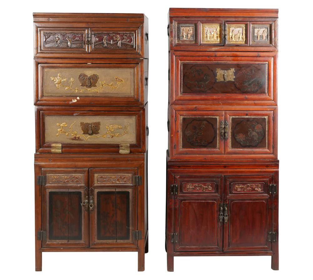 TWO CHINESE DROP FRONT CABINETSTwo