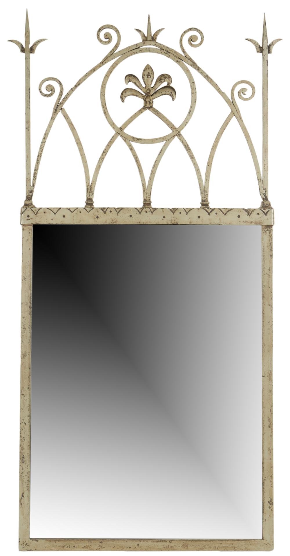 WHITE-PAINTED IRON MIRRORWhite-Painted