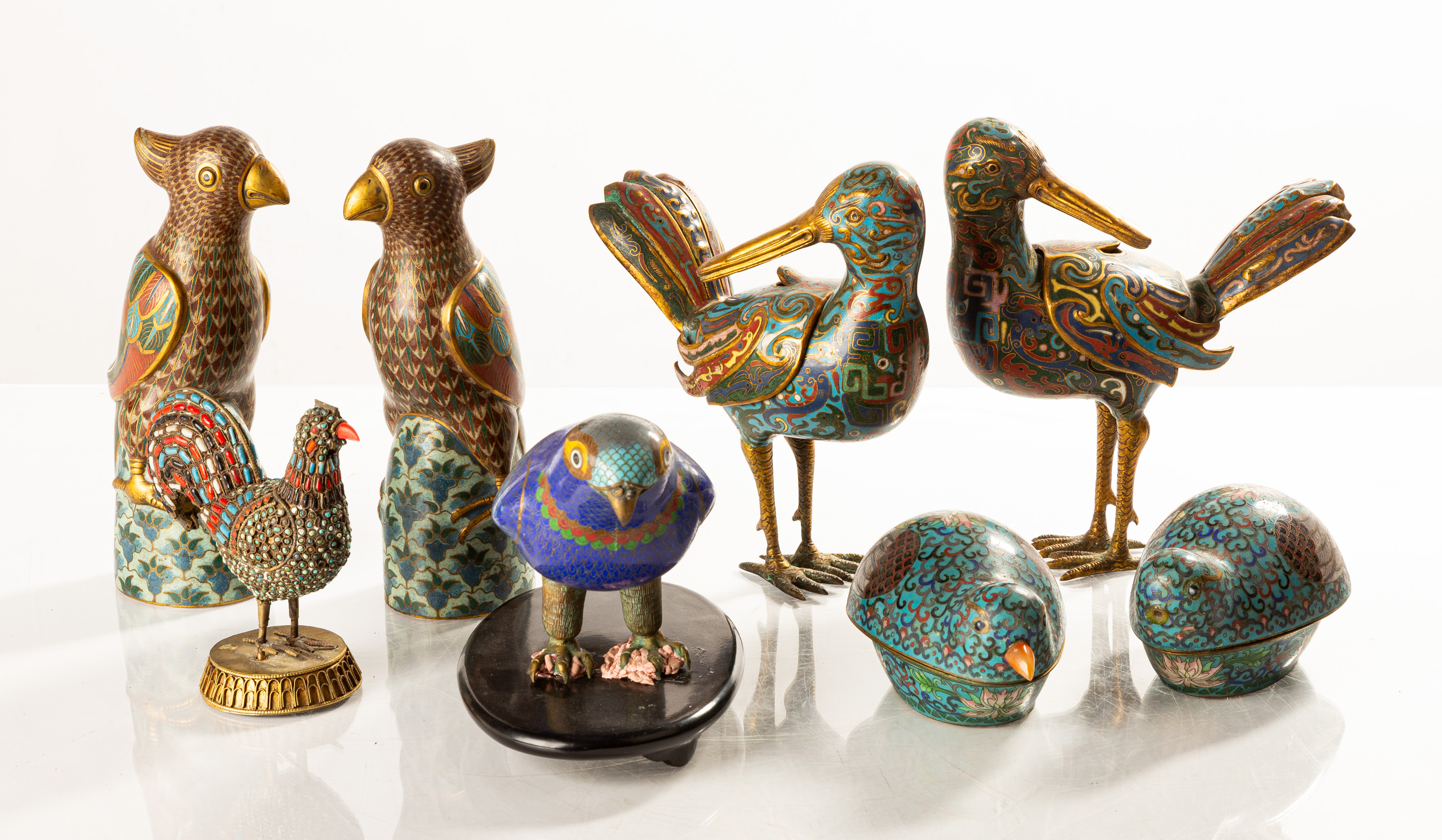 CHINESE & JAPANESE CLOISONNE BIRDS