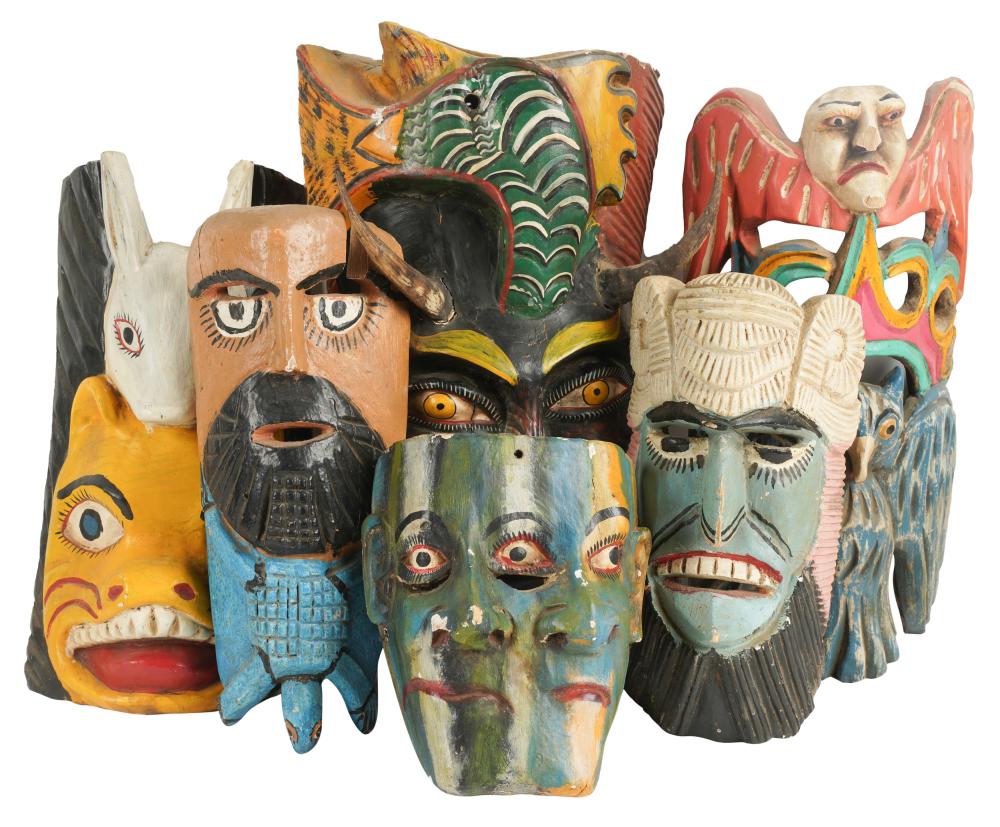 COLLECTION OF PAINTED WOOD MASKSCollection