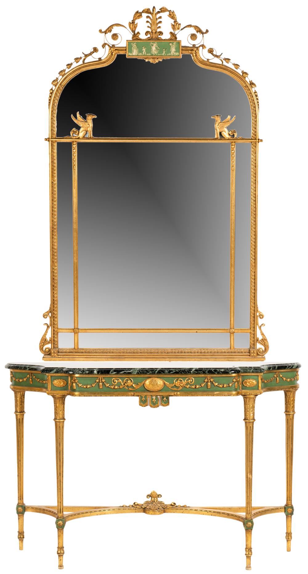 ADAM STYLE GILT AND GREEN PAINTED 3c809b