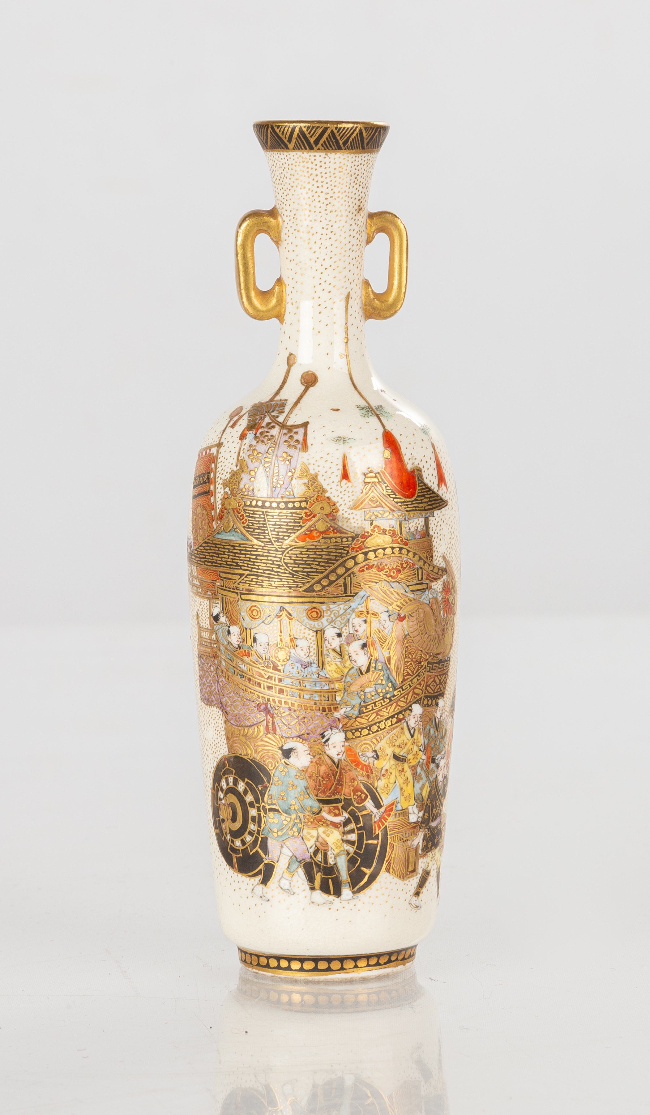 JAPANESE SATSUMA CABINET VASE Hand