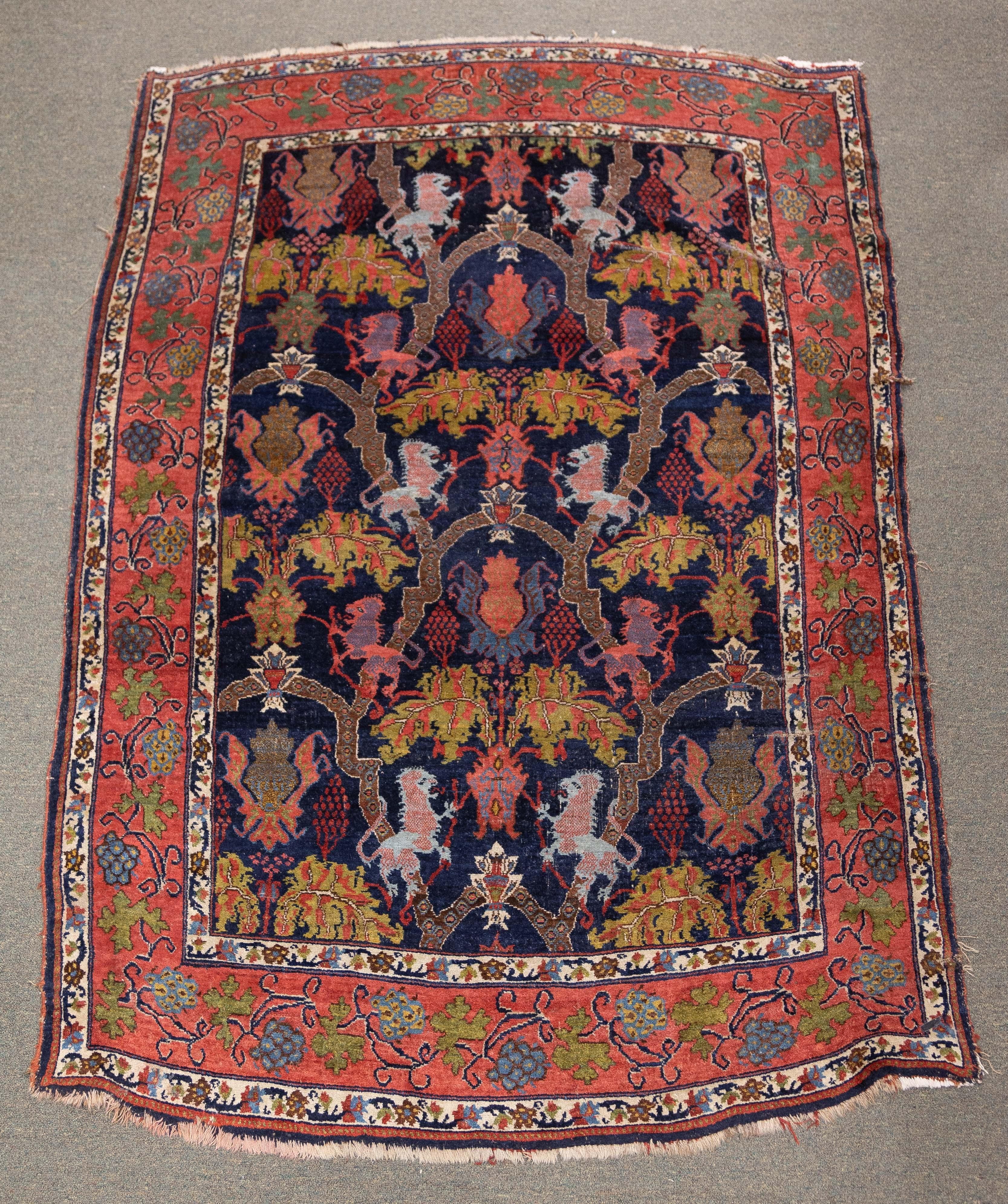 BIJAR LION ORIENTAL RUG Early 20th 3c80e0