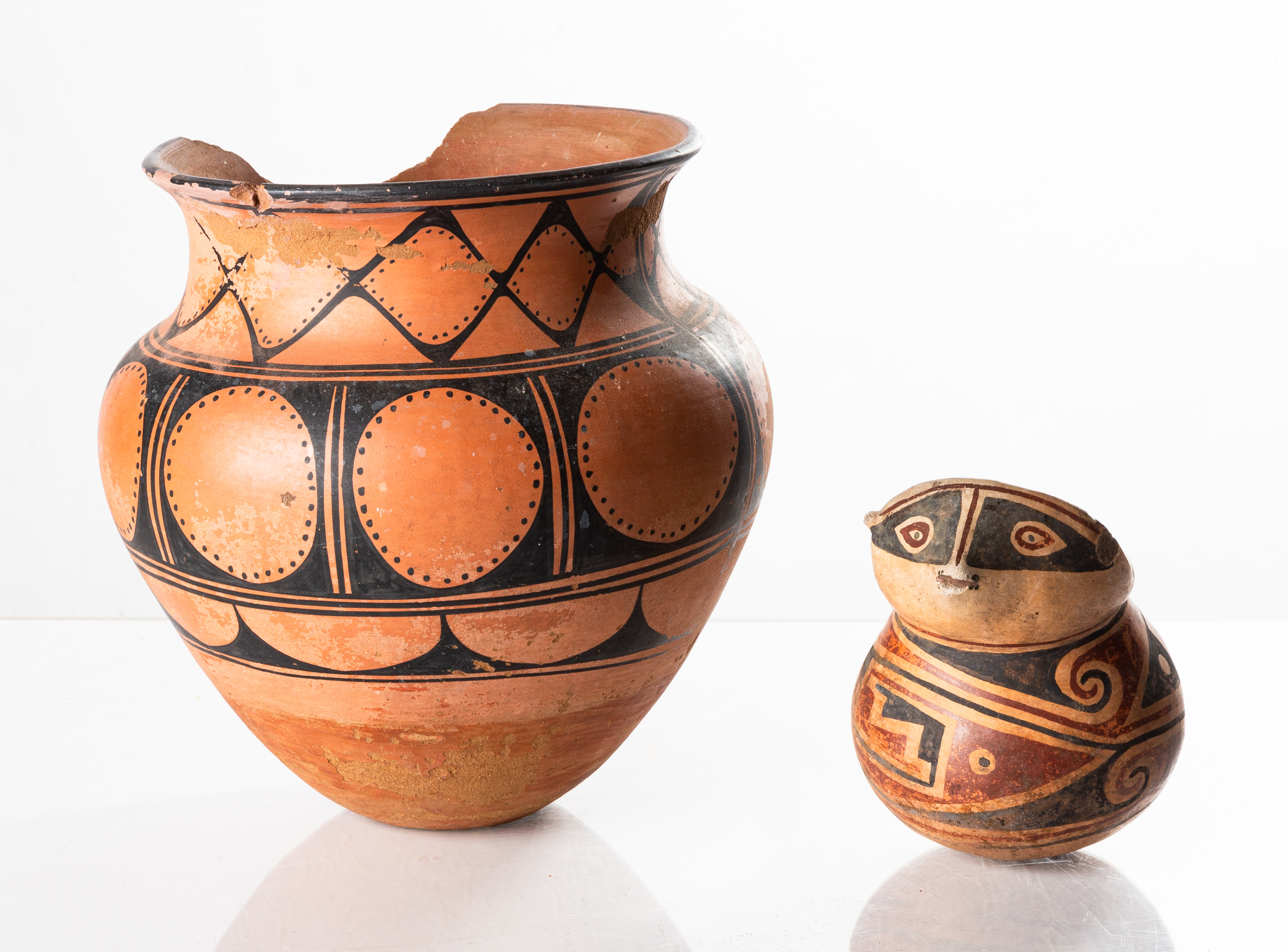 (2) ACOMA PUEBLO POTS Circa 1900.