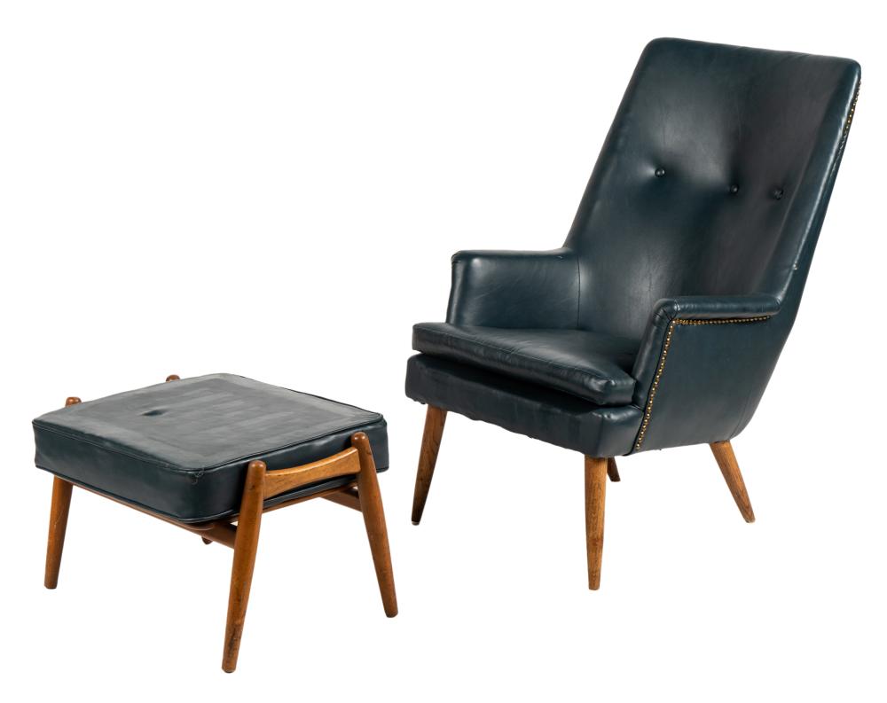 MID-CENTURY MODERN CHAIR AND OTTOMANMid-Century