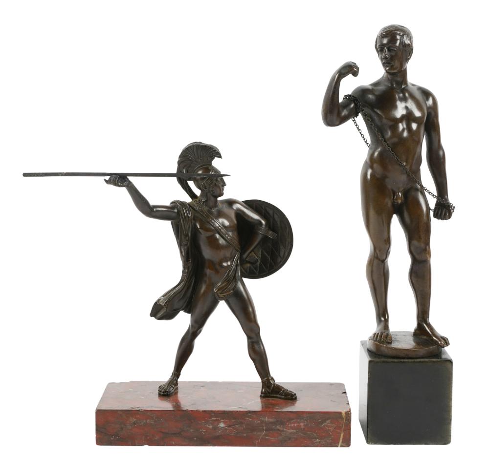 TWO CLASSICAL STYLE PATINATED BRONZE 3c8183