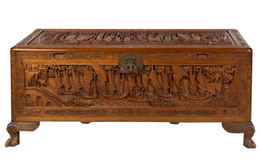 CHINESE CARVED WOOD TRUNKChinese 3c81dd