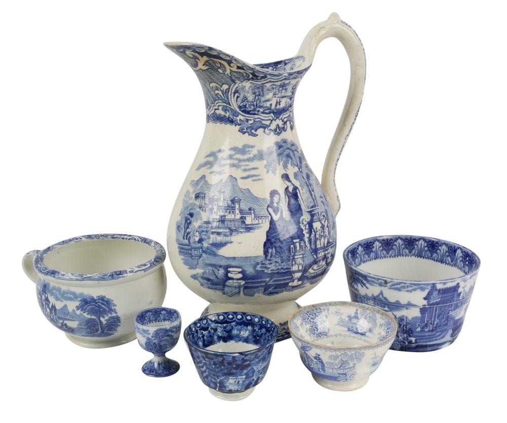 GROUP OF ENGLISH SCENIC BLUE TRANSFERWARE