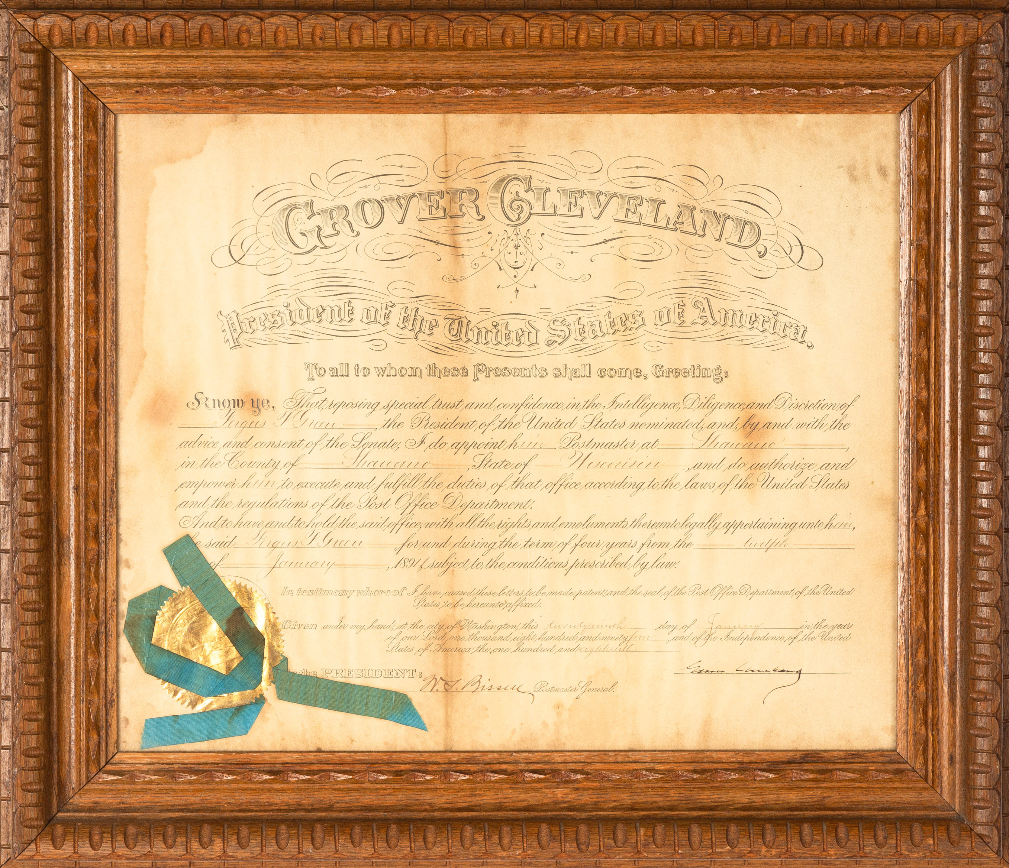 THREE SIGNED DOCUMENTS Grover Cleveland