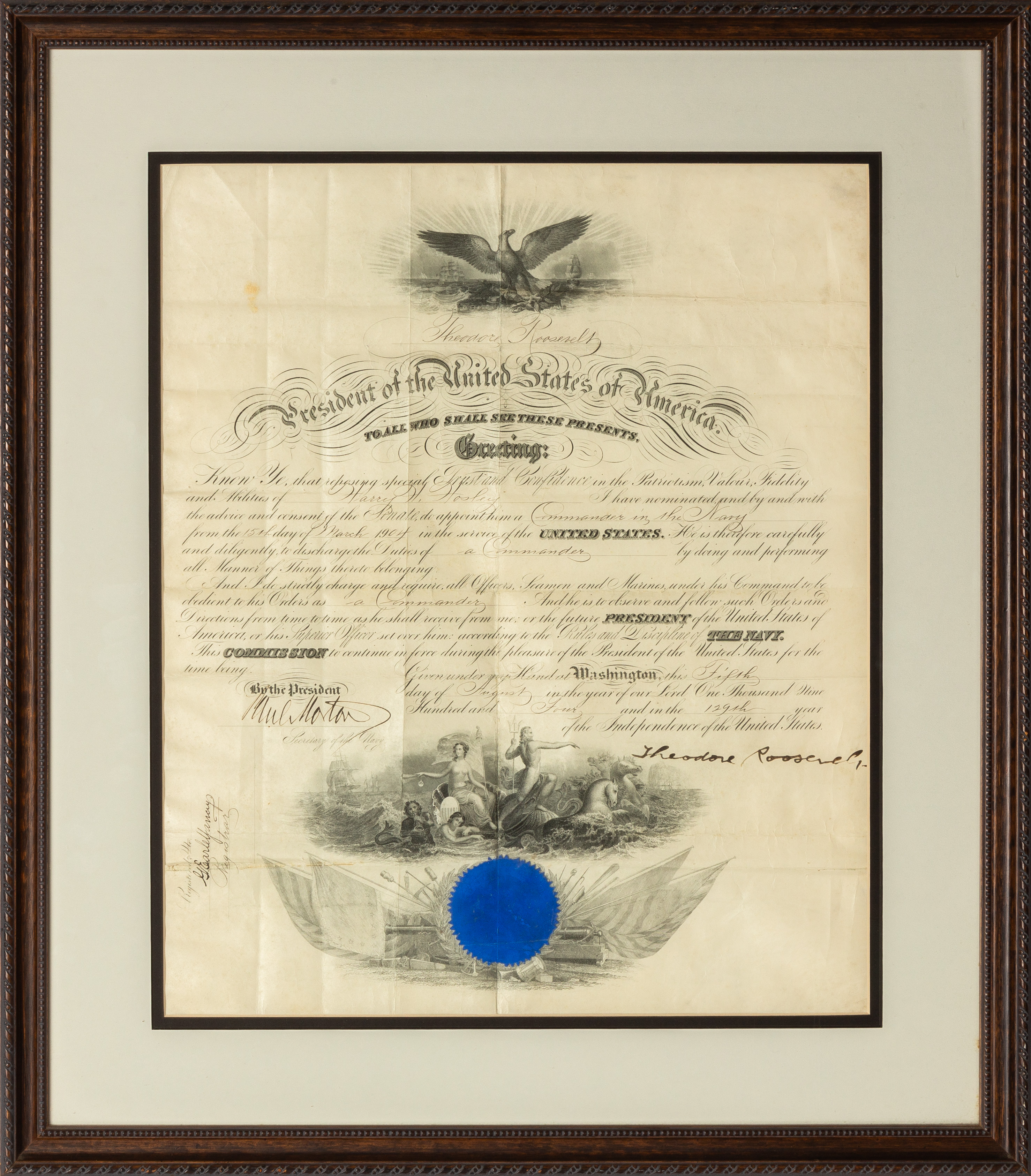 SIGNED THEODORE ROOSEVELT, NAVAL