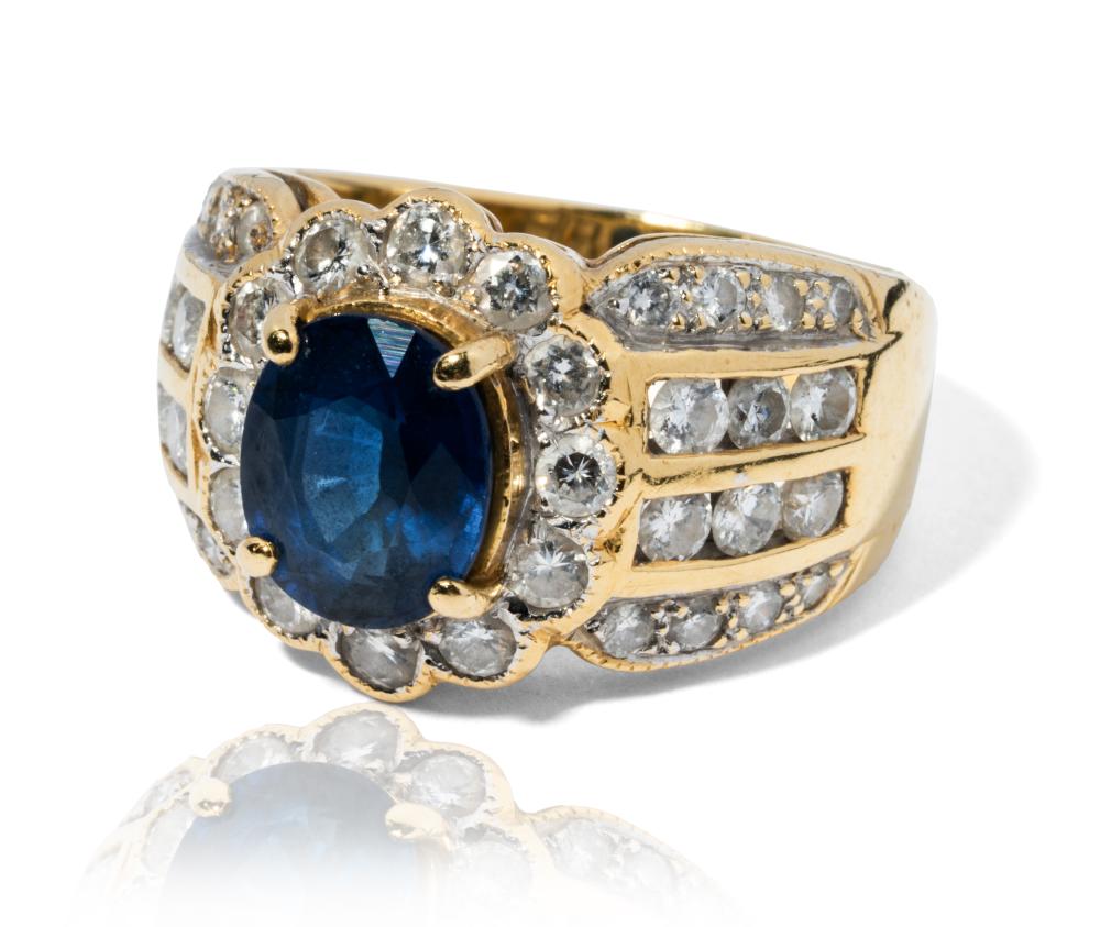 18 KARAT YELLOW GOLD, DIAMOND, AND SAPPHIRE