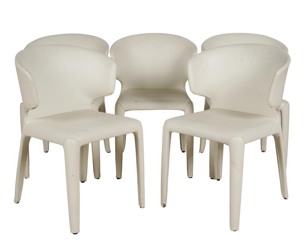 SET OF FIVE CASSINA WHITE LEATHER 3c8309