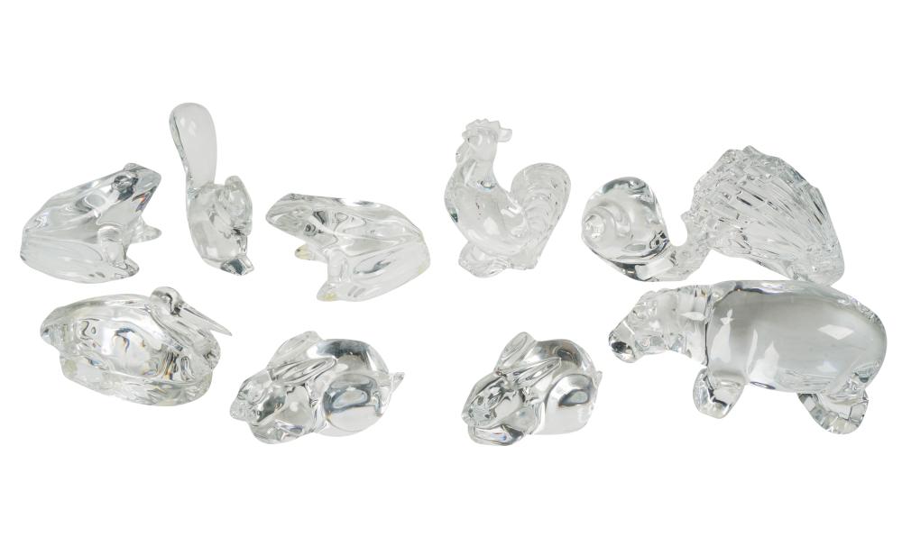 GROUP OF TEN BACCARAT CRYSTAL ANIMAL