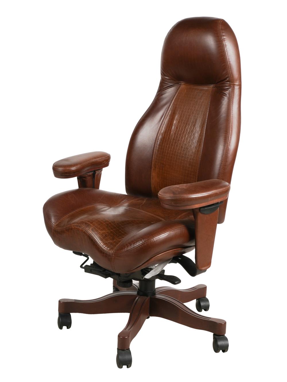 LIFEFORM BROWN LEATHER OFFICE CHAIRLifeform