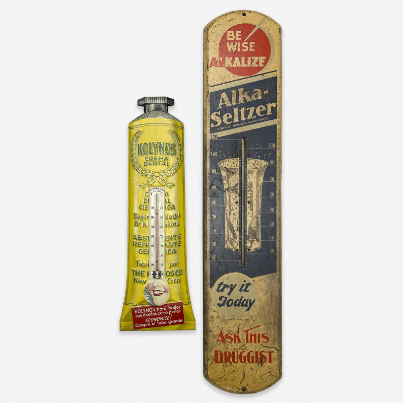 ALKA-SELTZER AND OTHER ENAMEL THERMOMETER