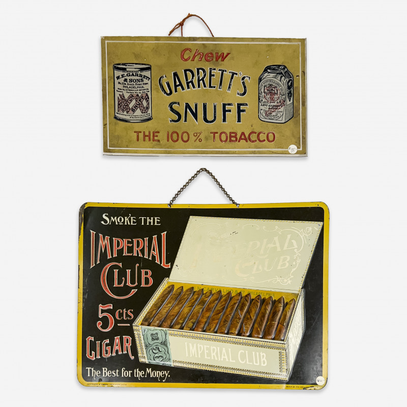 EMBOSSED TIN CIGAR AND TOBACCO 3c8515